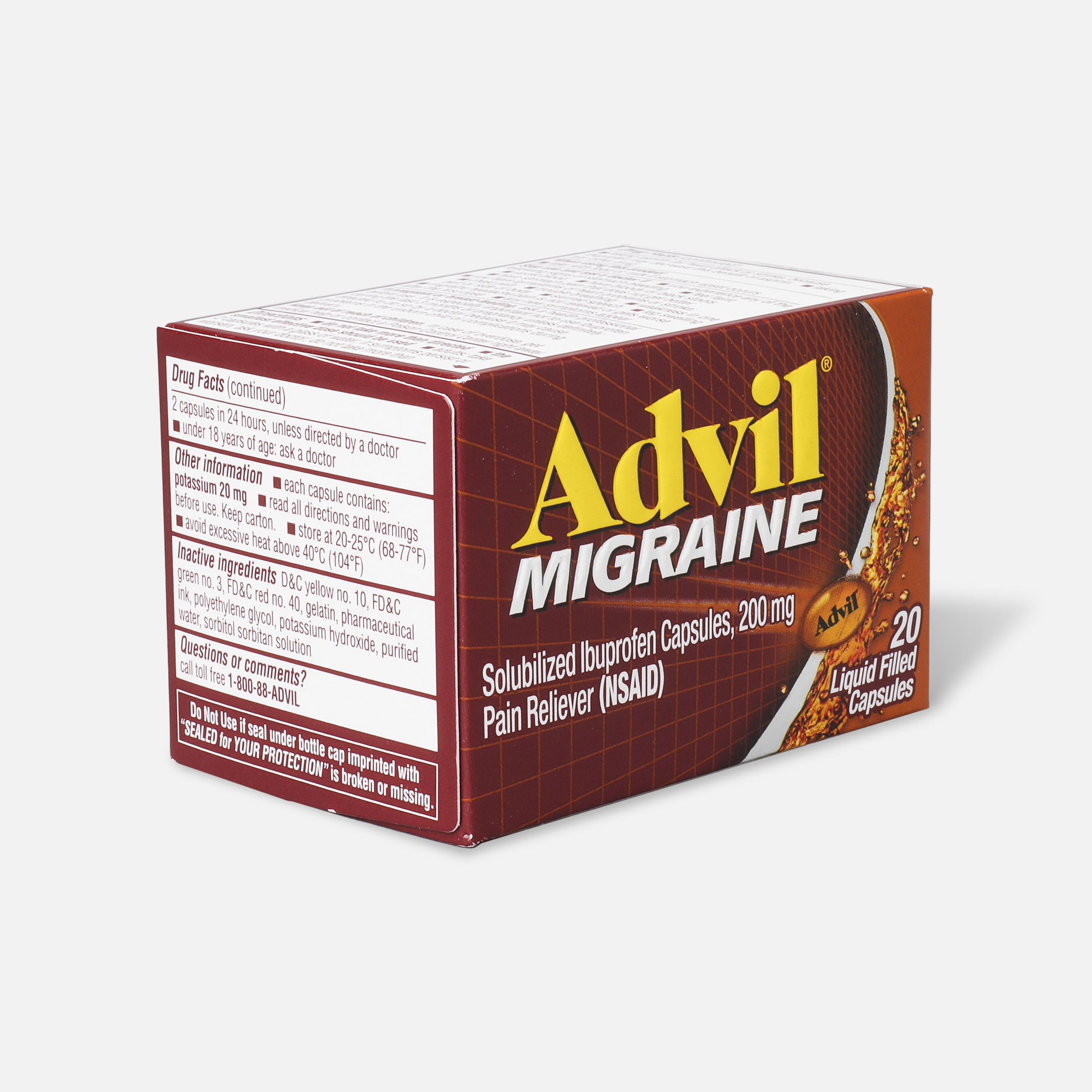 Advil Migraine Pain Reliever and Fever Reducer Liquid Filled Capsules, 200mg, 20 ct