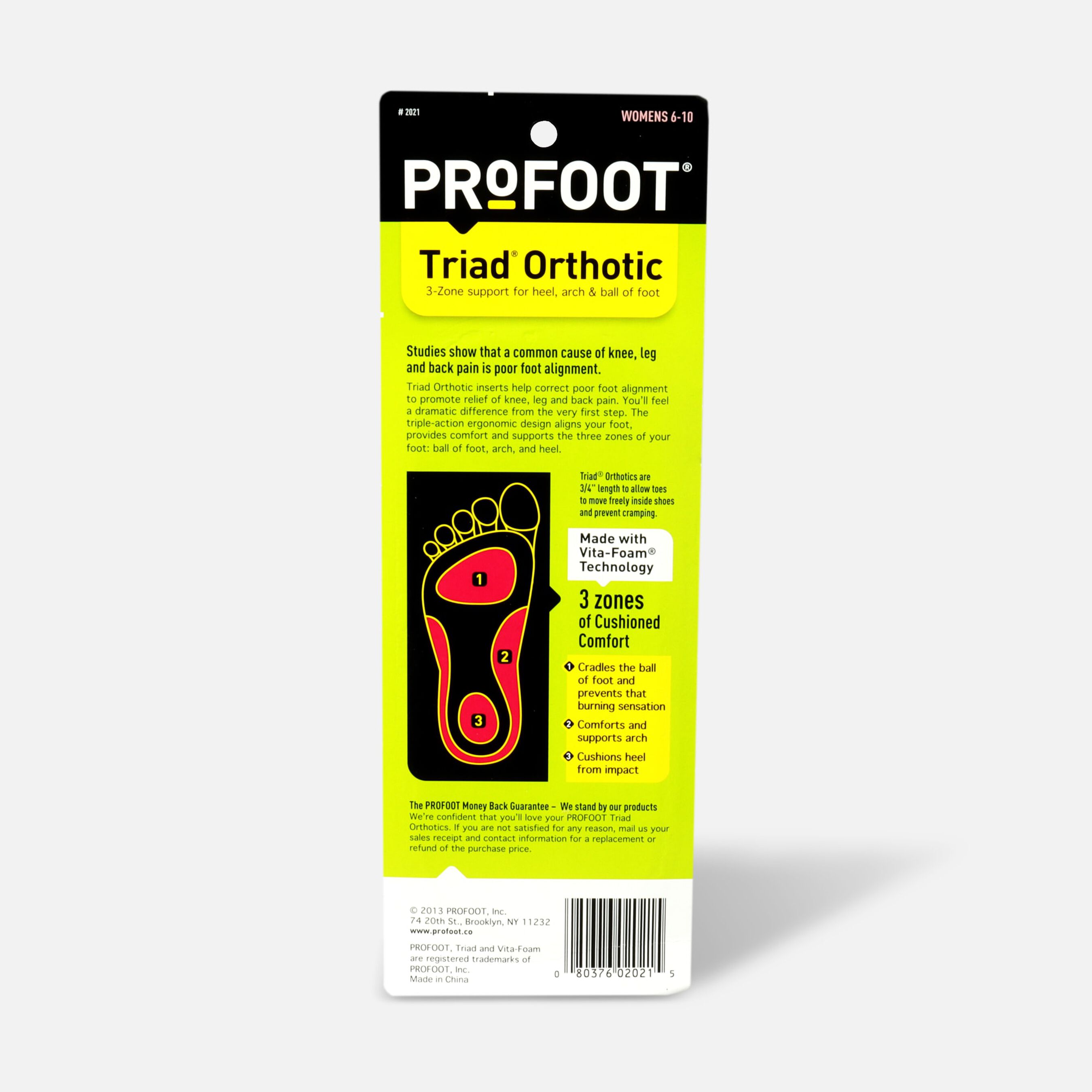 HSA Eligible Profoot Triad Orthotic Insoles for Women, 1 pair HSA