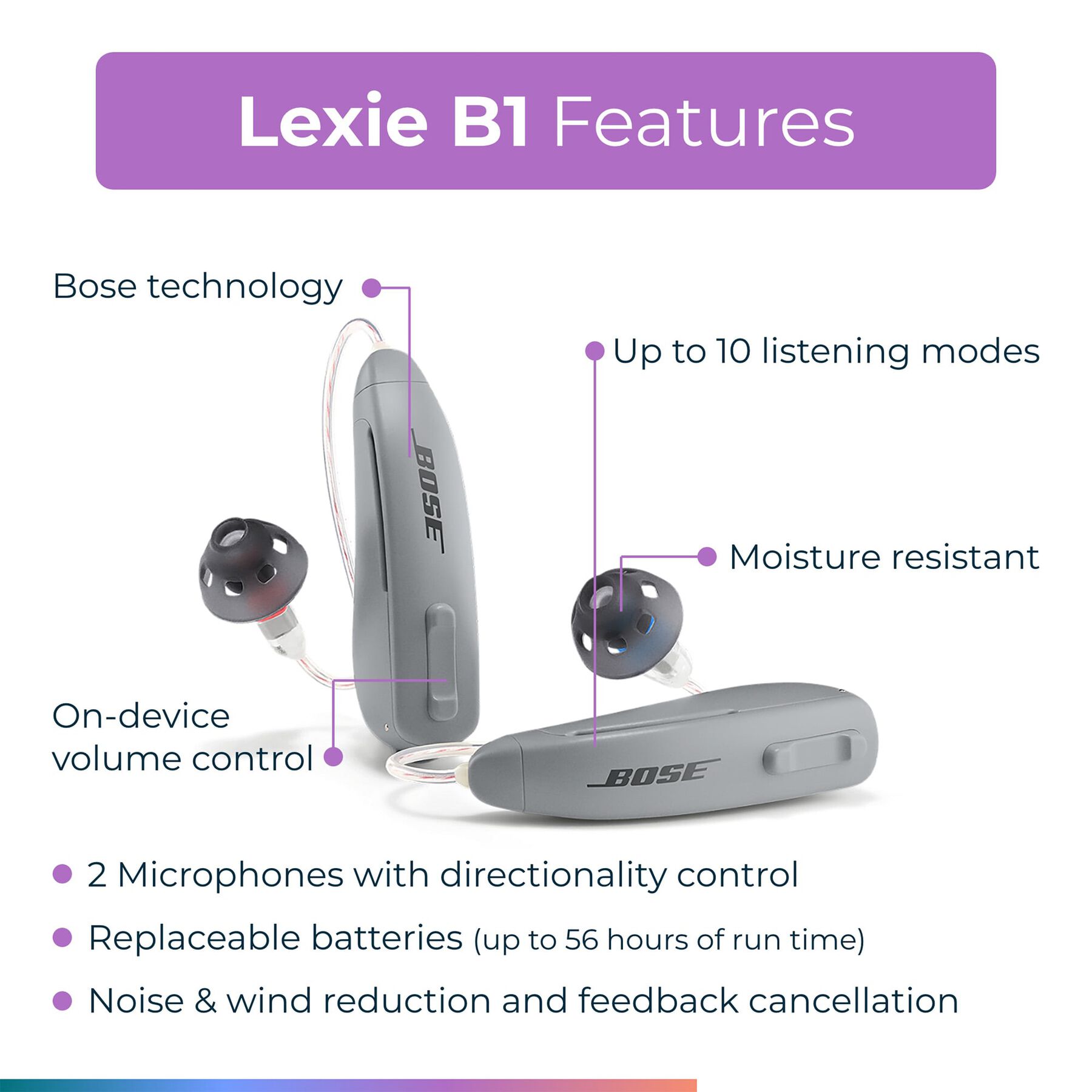 HSA Eligible Lexie B1 Powered by Bose Selffitting OTC Hearing Aids