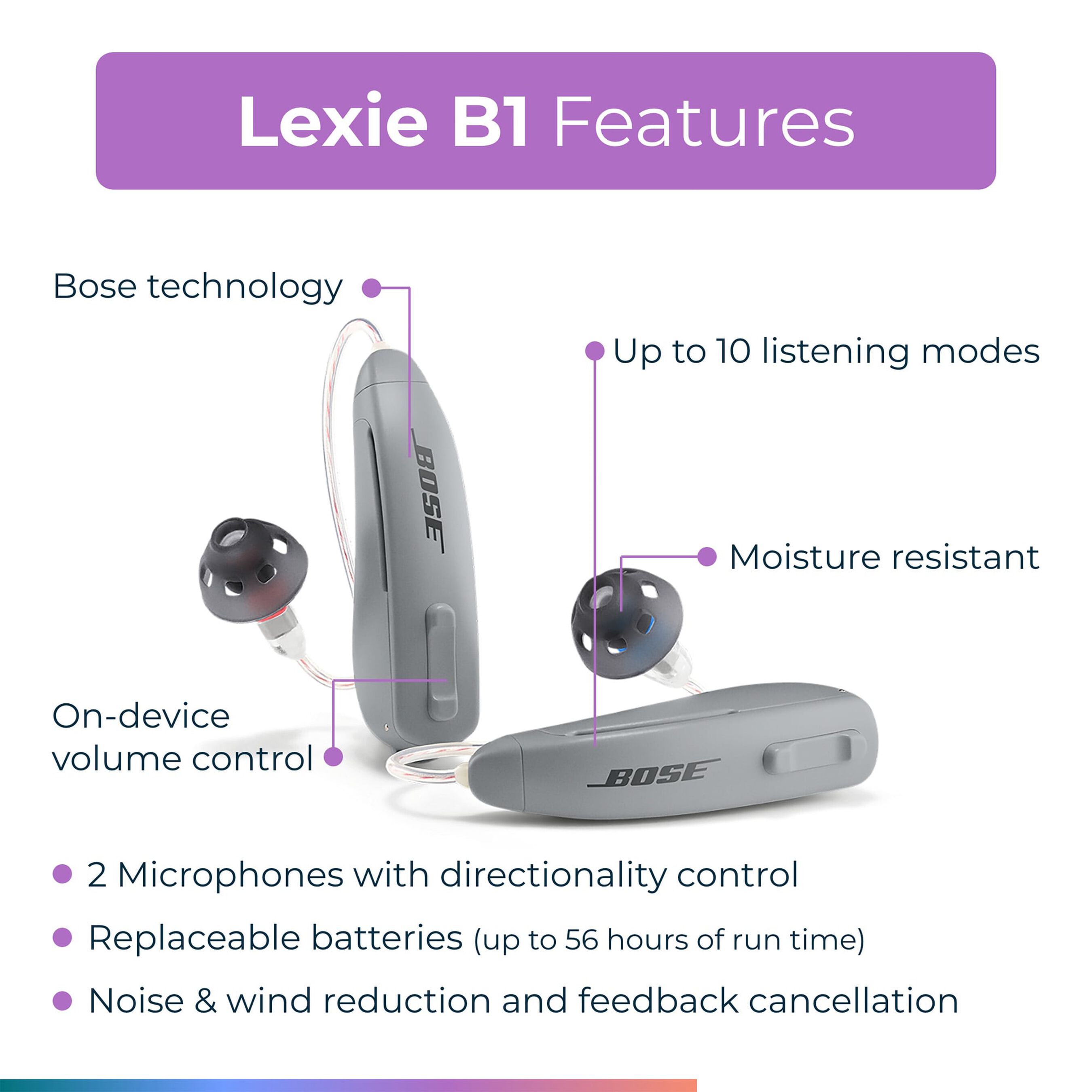 HSA Eligible Lexie B1 Powered by Bose Selffitting OTC Hearing Aids