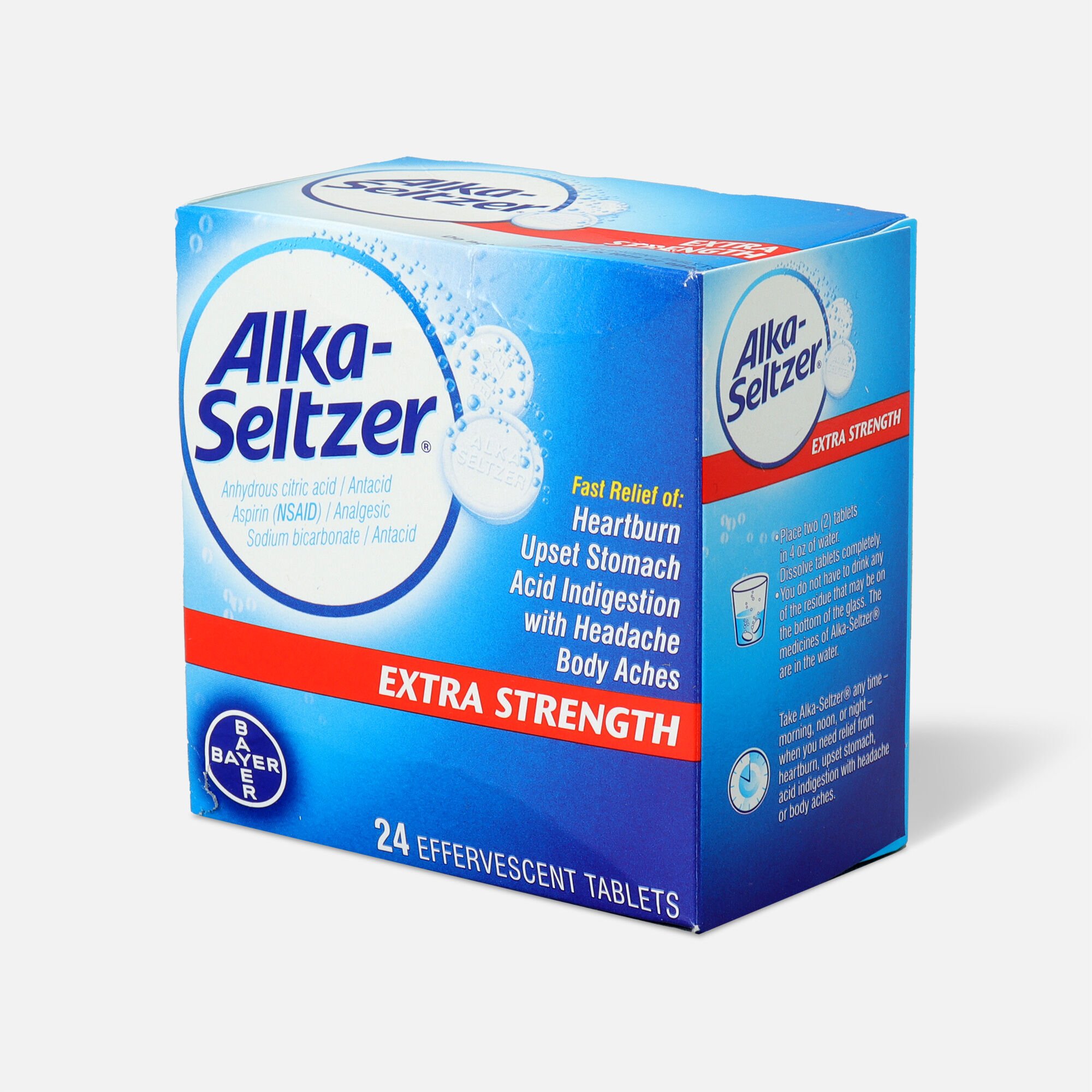 Alka-Seltzer Effervescent Tablets, Extra Strength, 24ct