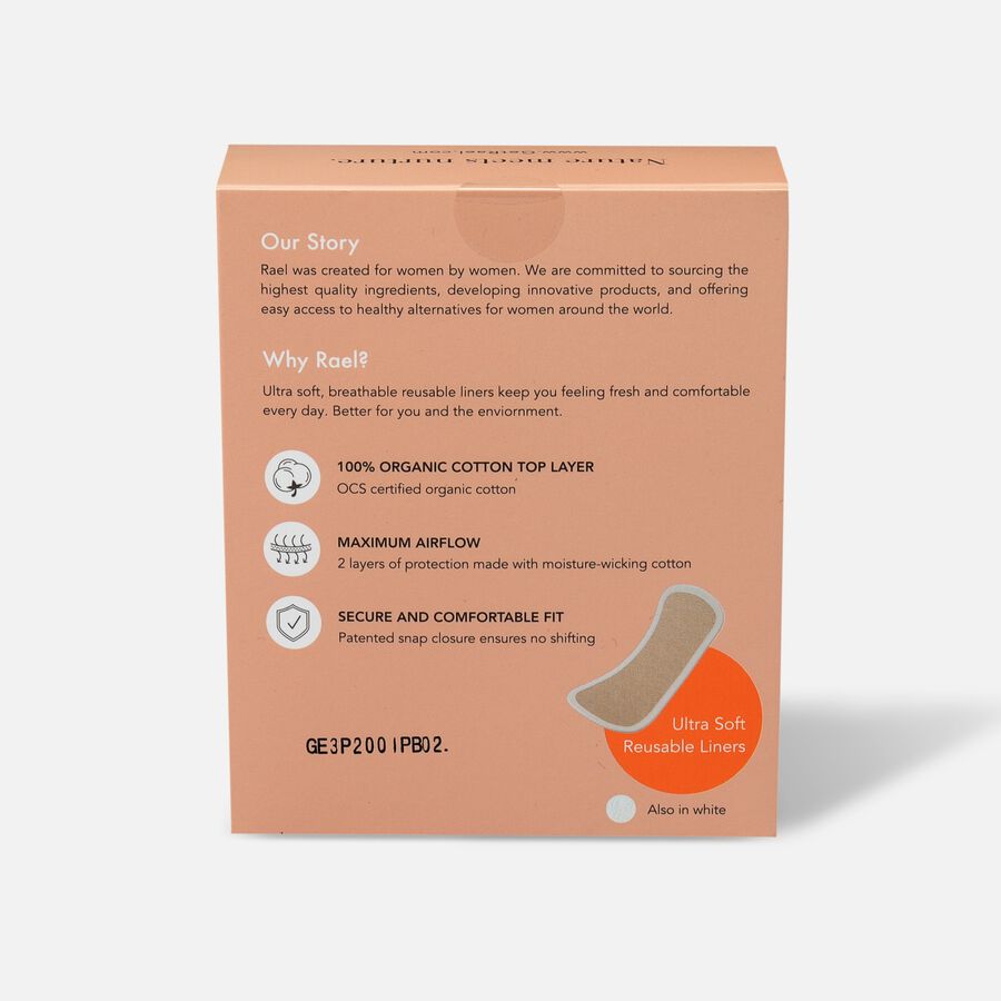 Rael Organic Cotton Reusable Panty Liners Regular/Nude, 3ct
