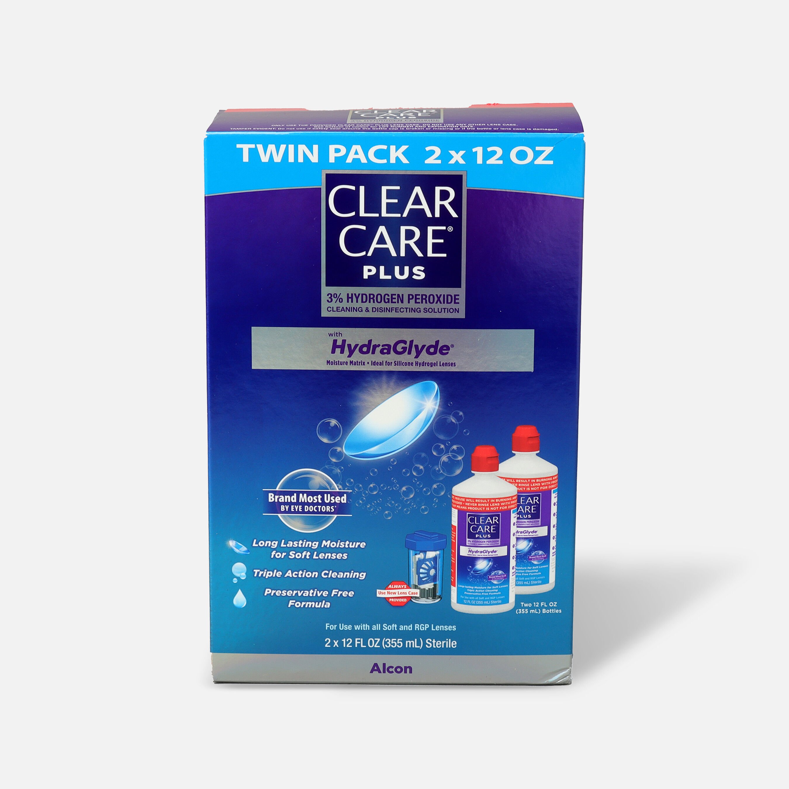 HSA Eligible Clear Care Plus Cleaning and Disinfecting Solution, 12 oz. (2Pack) HSA Eligible
