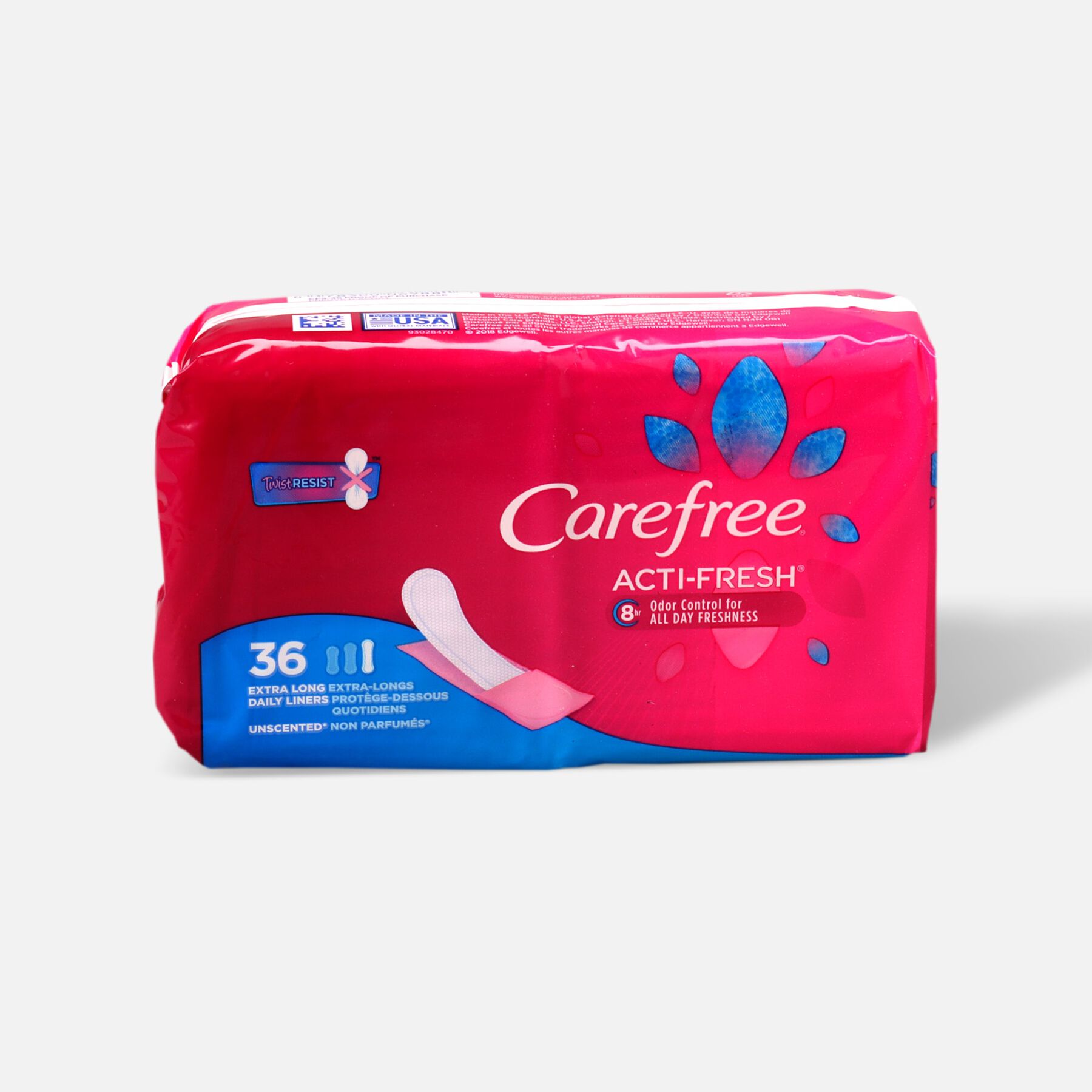 Carefree ActiFresh Extra Long Pantiliners, Unscented, 36ct