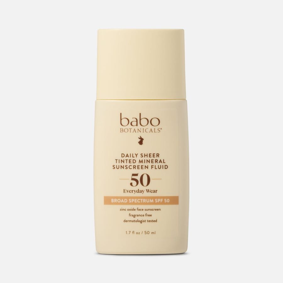 Babo Botanicals Daily Sheer Tinted Mineral Sunscreen Fluid, SPF 50, 1.7 fl oz., , large image number 0