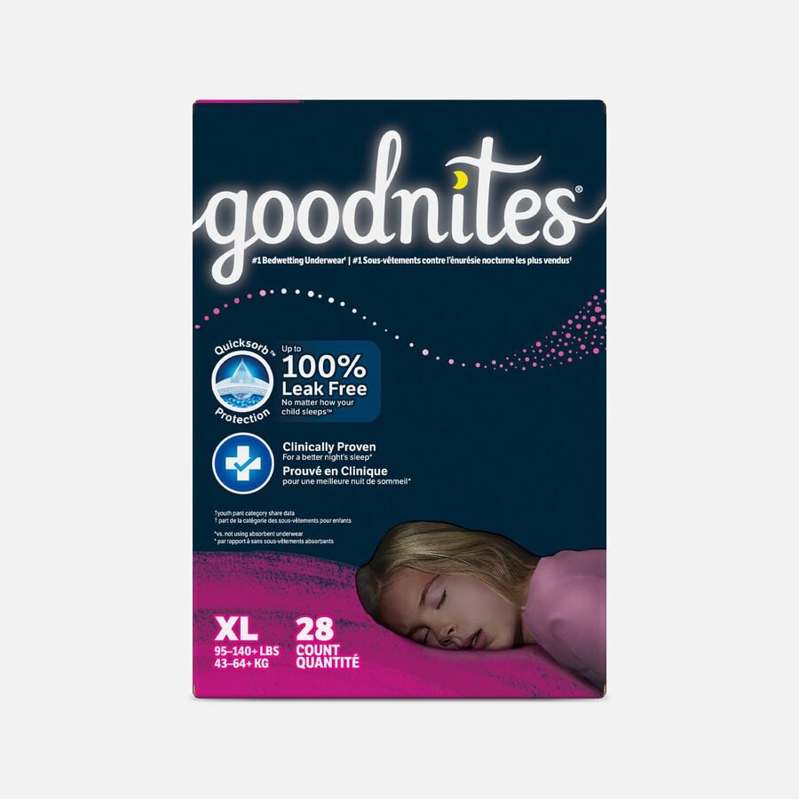 Goodnites Girls' Nighttime Bedwetting Underwear, , large image number 1