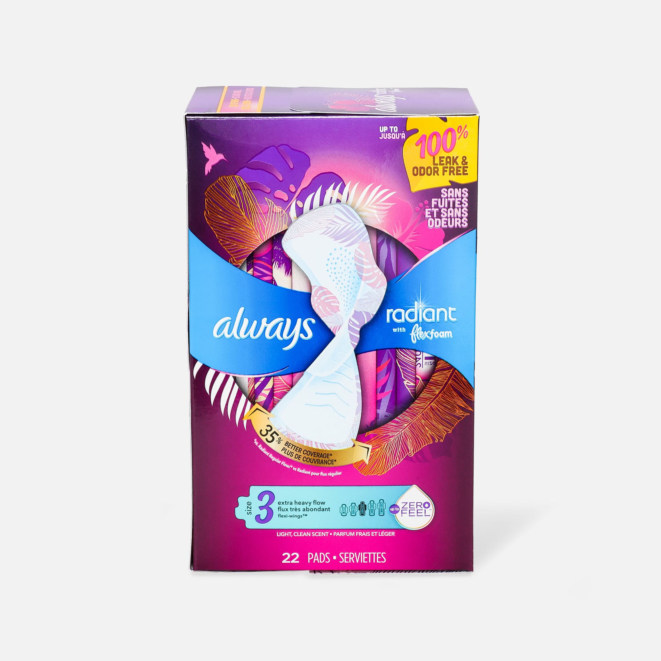 Always Radiant FlexFoam Pads with Wings, Scented