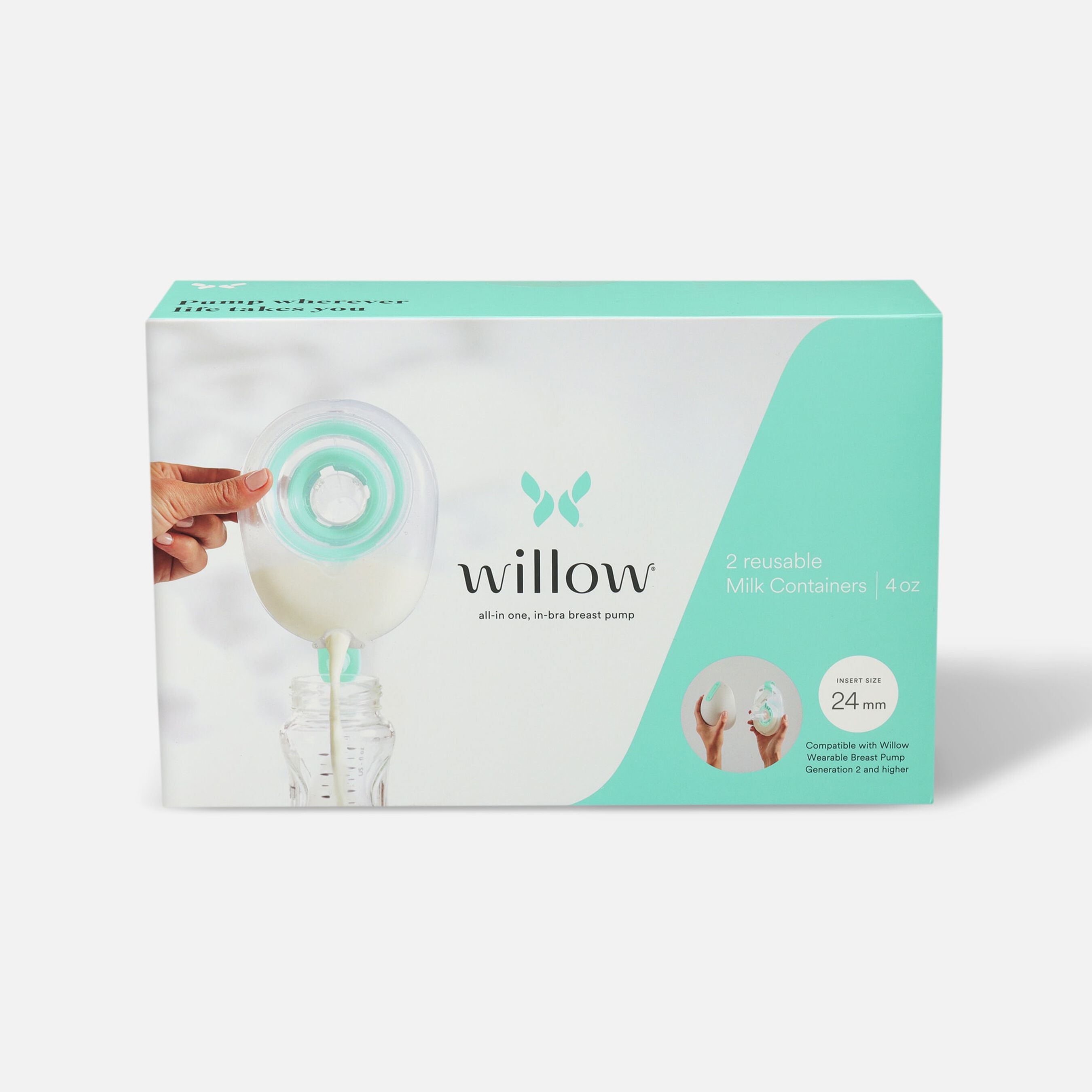 HSA Eligible Willow Reusable Milk Containers, TwoPack, 24 mm, 4 oz