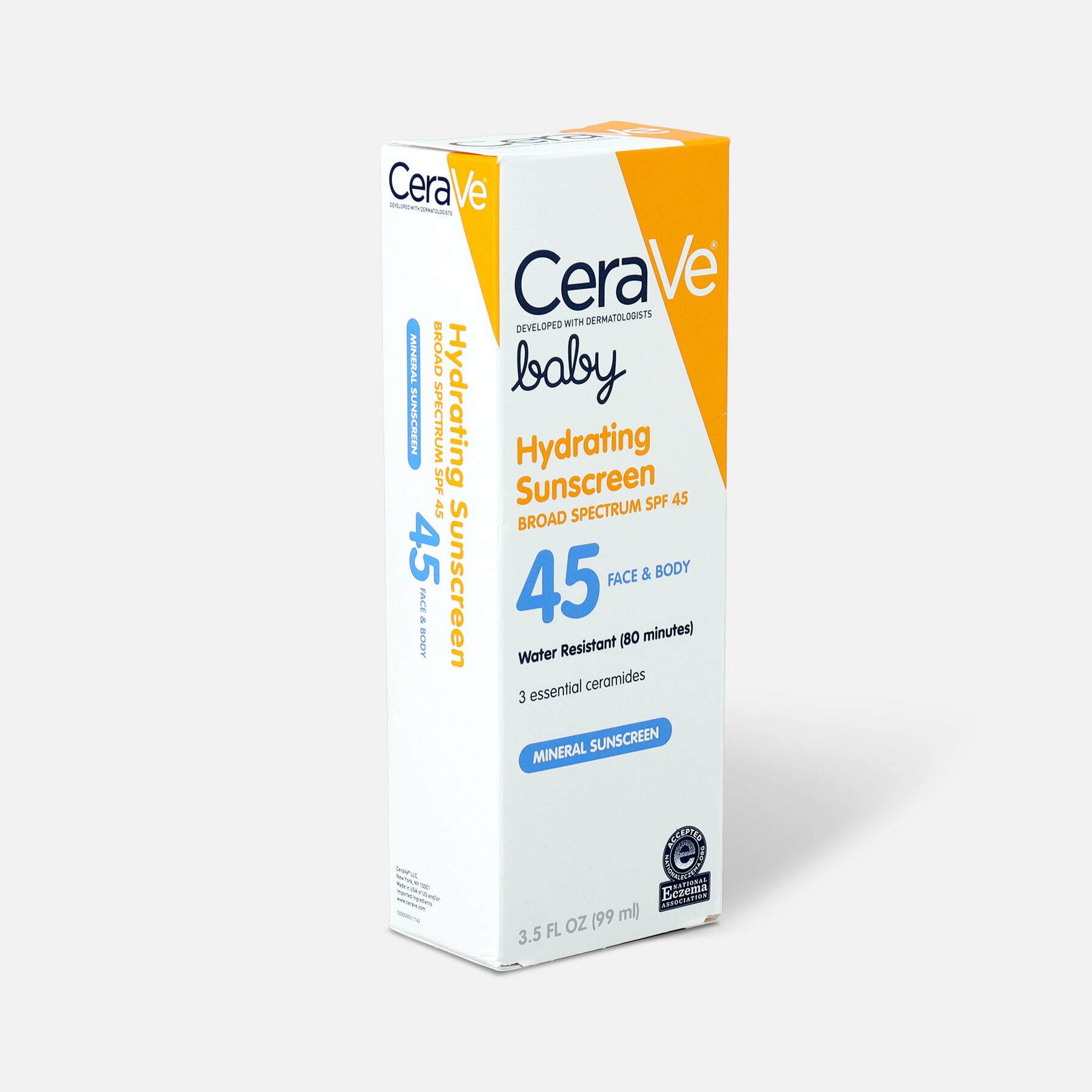 CeraVe Baby Mineral Sunscreen, SPF 45 Lotion, 3.5 fl oz