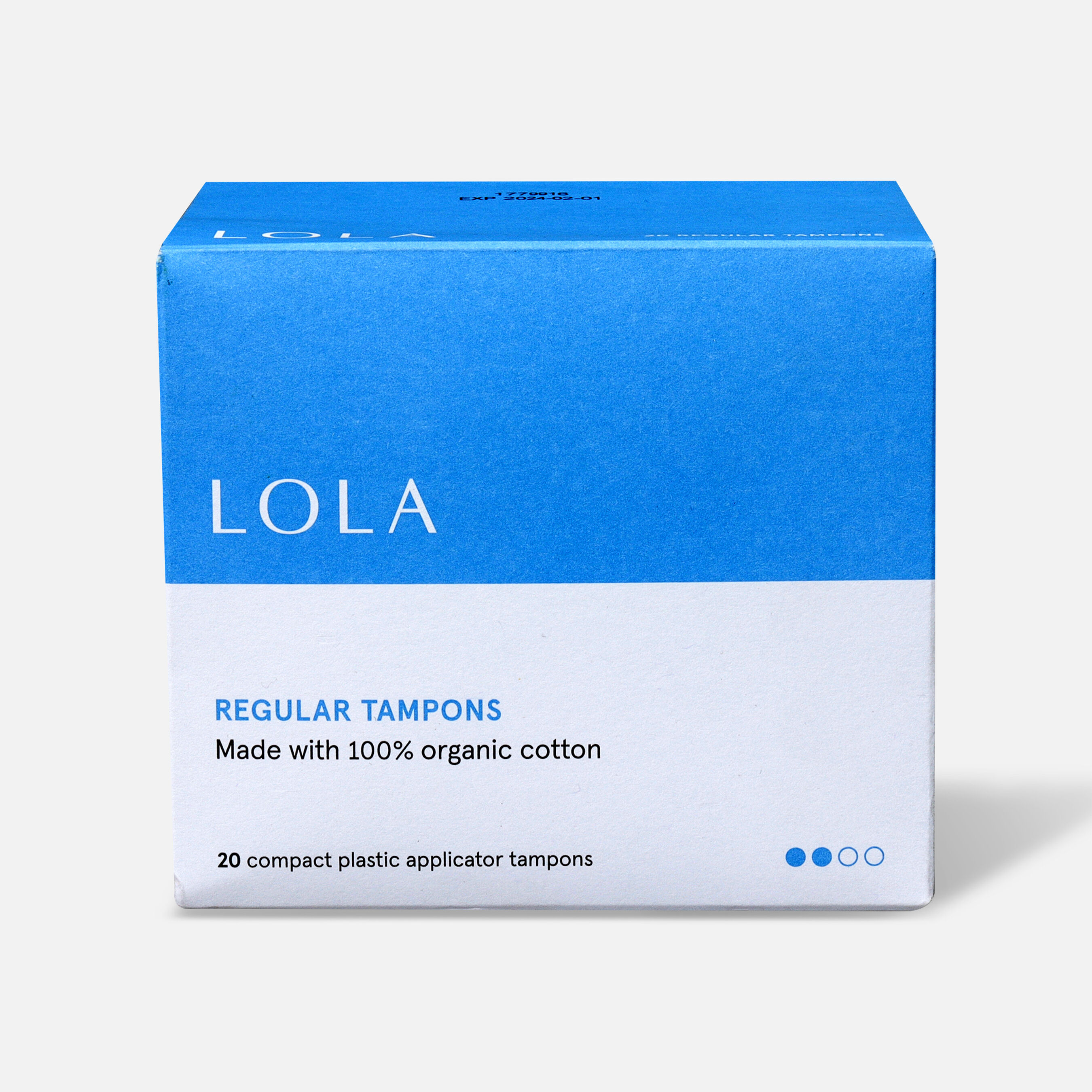 LOLA Regular Tampons, Compact Plastic Applicator, 20ct