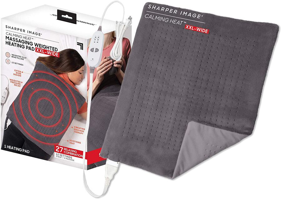 Sharper Image® Calming Heat XXLWide Massaging Weighted Heating Pad, 12