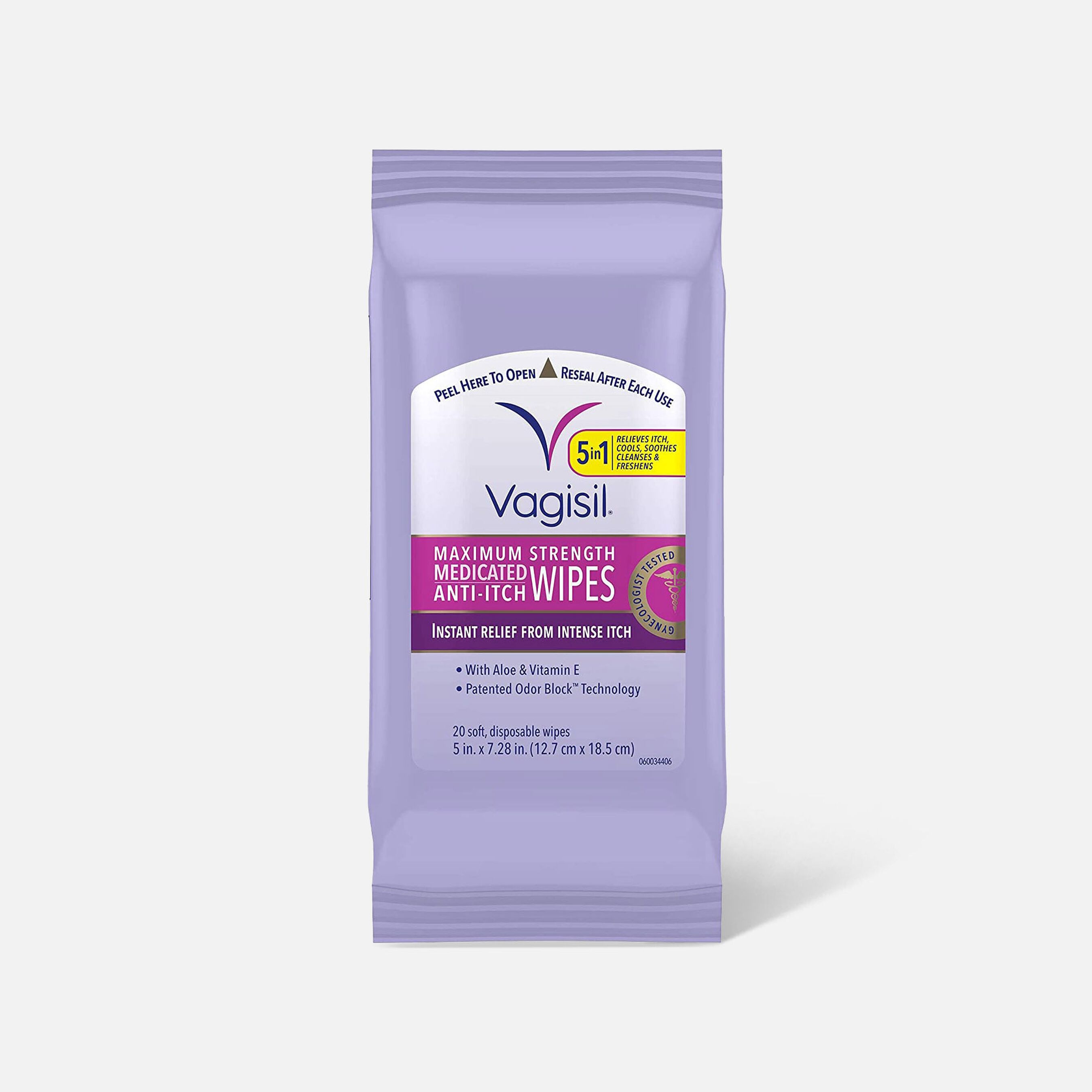 HSA Eligible Vagisil Maximum Strength Medicated AntiItch Wipes, 20 ct