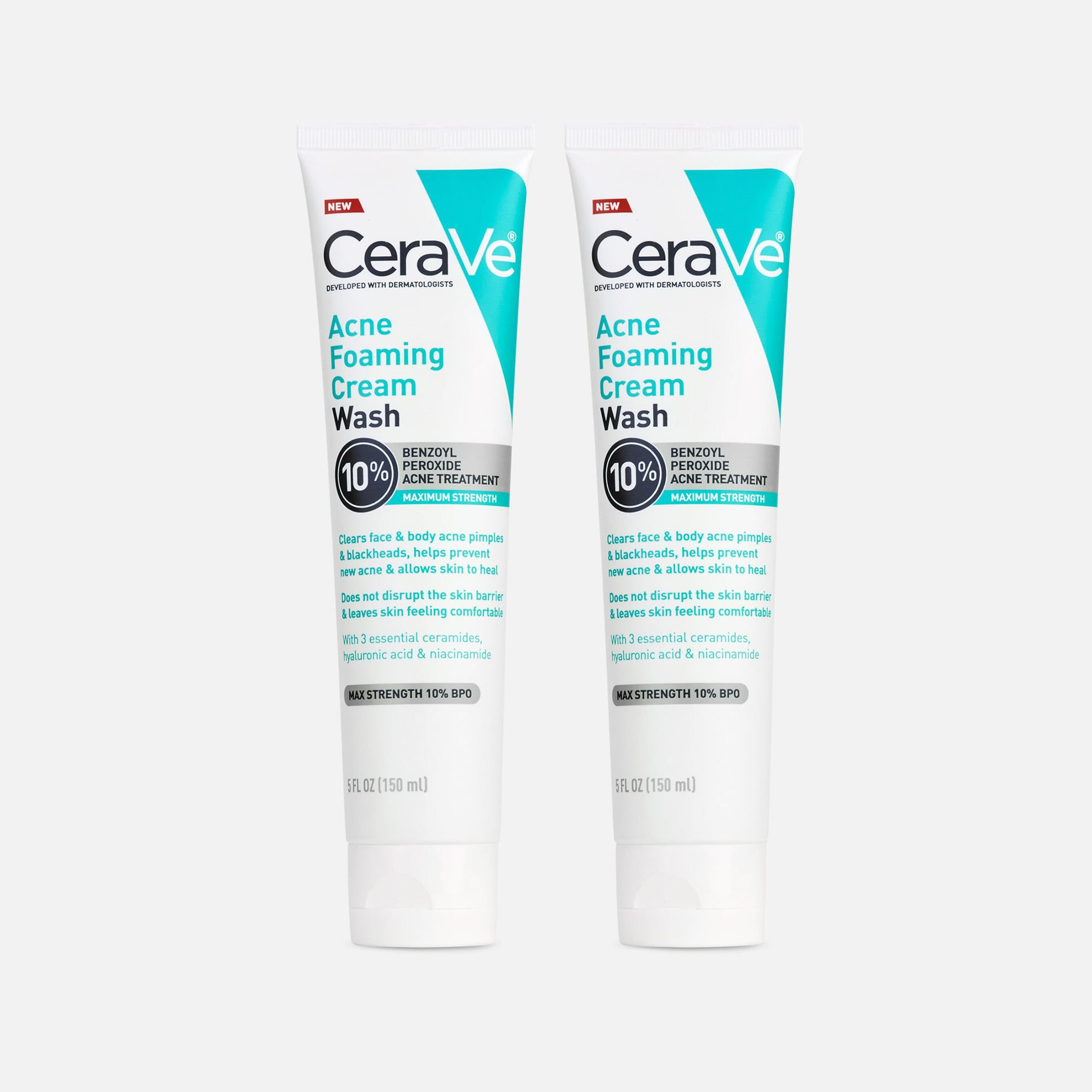 HSA Eligible CeraVe Acne Foaming Cream Face & Body Wash with Benzoyl
