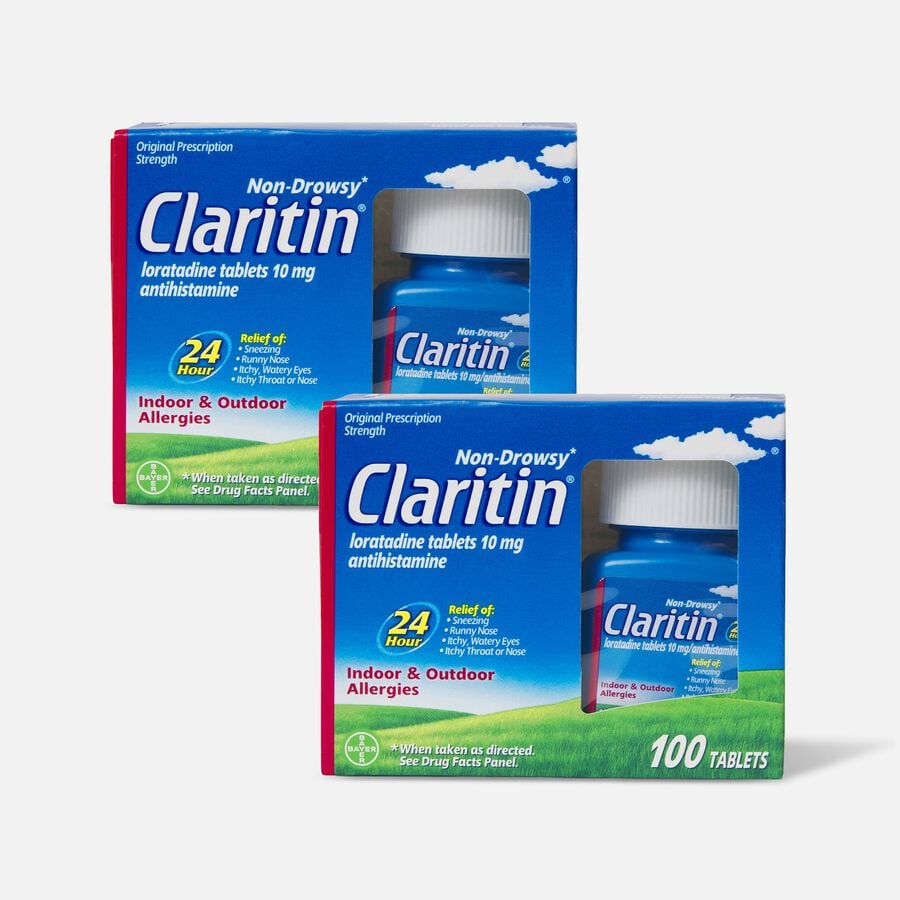 Claritin 24 Hour Allergy Medicine, Non-Drowsy Prescription Strength Allergy Relief, Loratadine Antihistamine Tablets, 100 ct. (2-Pack), , large image number 0