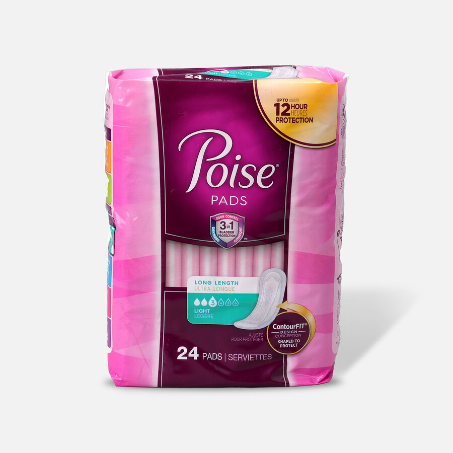 Poise Incontinence Pads, Ultra Thin Long 9.5" x 2.5", 24 ct., , large image number 0