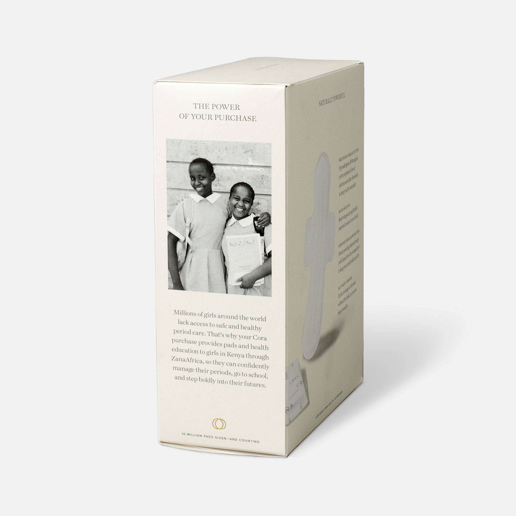 Cora Organic Cotton Ultra Thin Period Pads, Overnight, 14ct