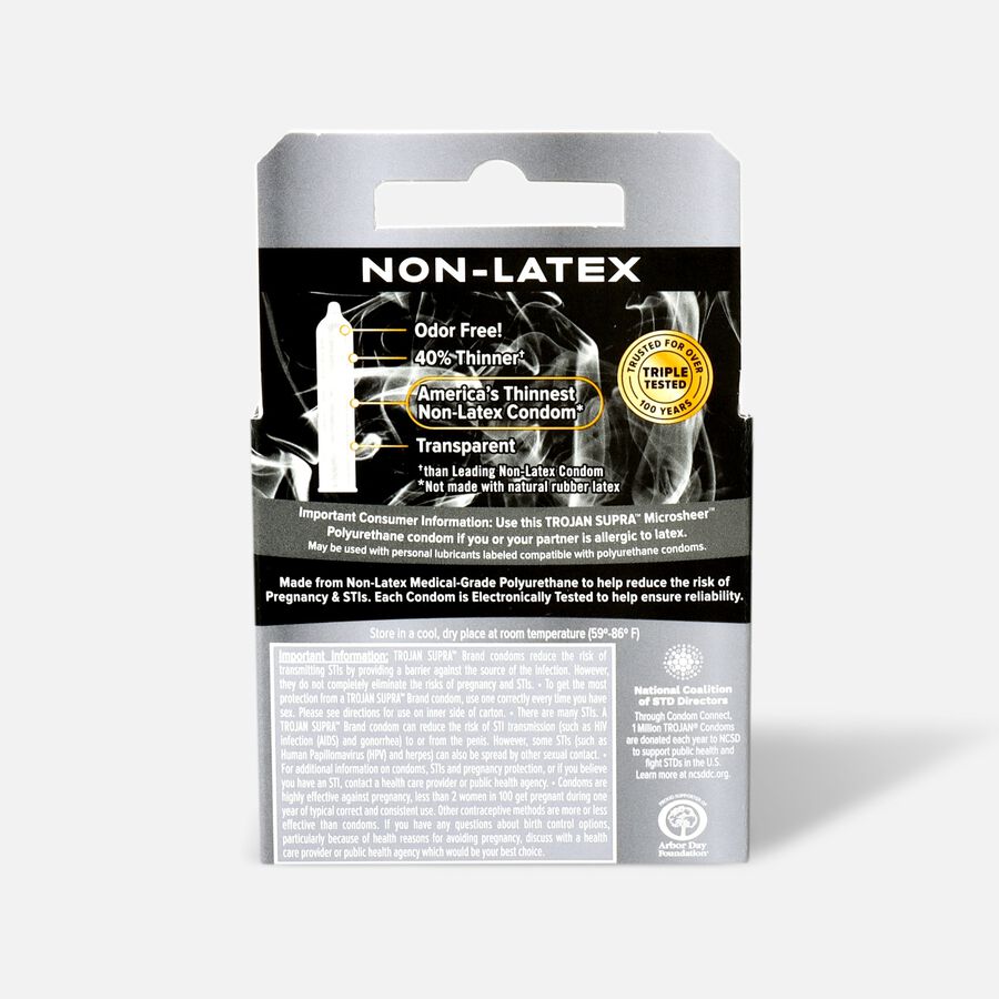 Trojan Supra Premium Non Latex Condoms, Microsheer Polyurethane, 3 ct., , large image number 1