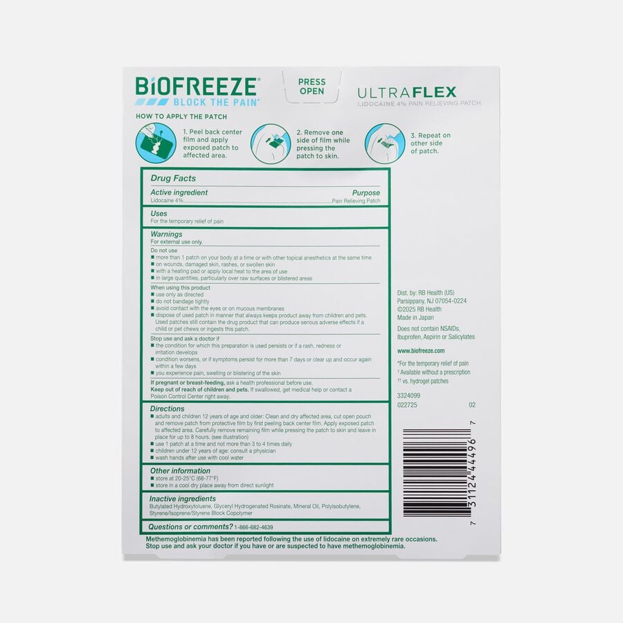 Biofreeze&reg; Ultraflex Maximum Strength Pain Relief Patches, 4 ct., , large image number 1