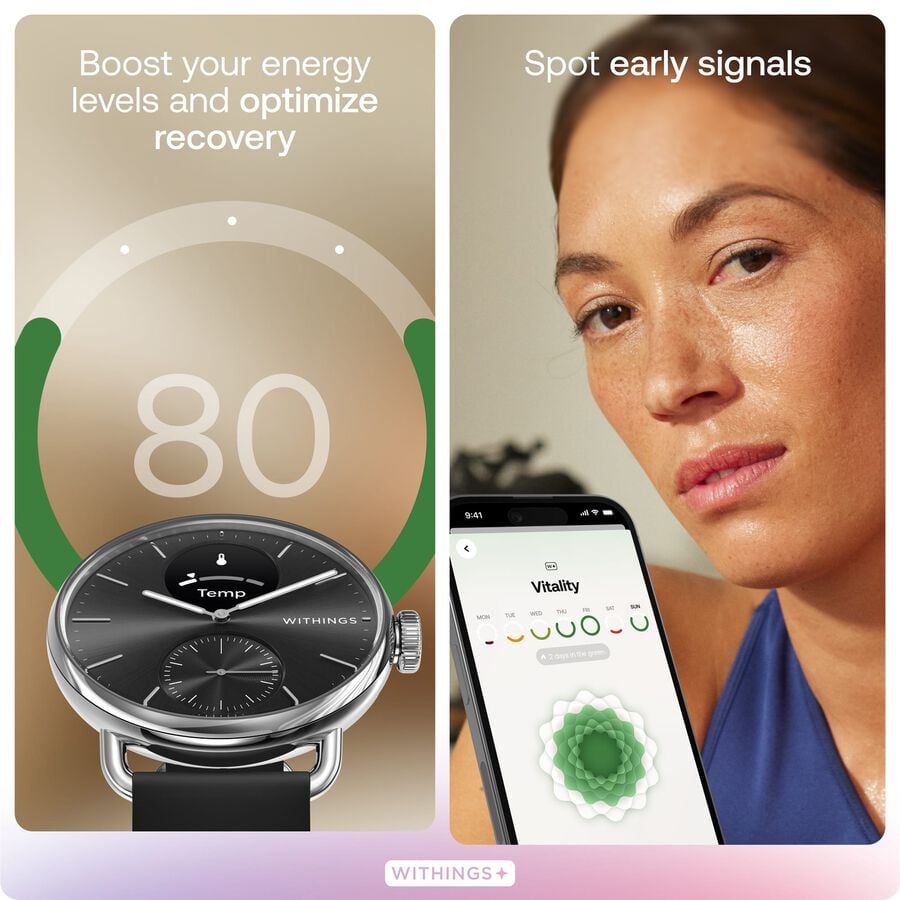 Withings ScanWatch 2 Smart Wearable Health Tracker, Black, 38mm, , large image number 5