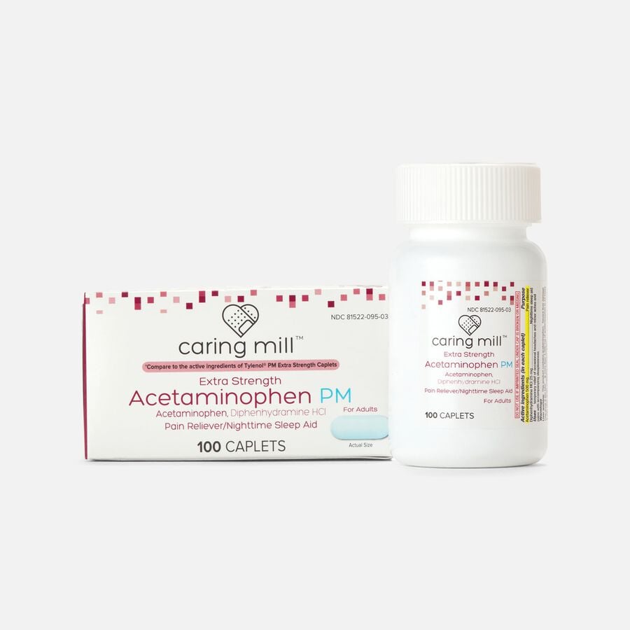 Caring Mill™ Extra Strength Acetaminophen PM Caplets, 100 ct., , large image number 0