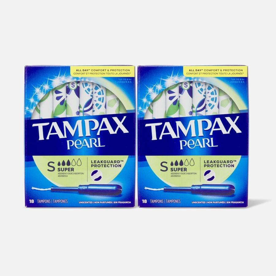 Tampax Pearl Tampons, Super Absorbency, 18 ct. (2-Pack), , large image number 0