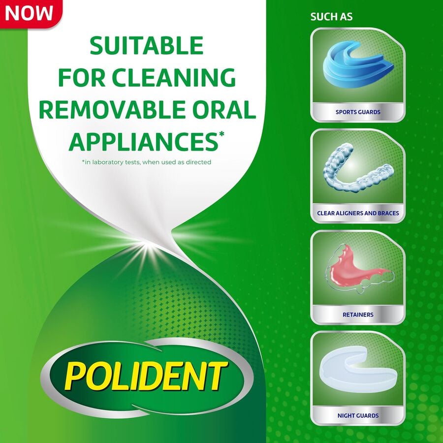 Polident Overnight Whitening Antibacterial Dental Appliance Cleanser Tablets, 90 ct., , large image number 2