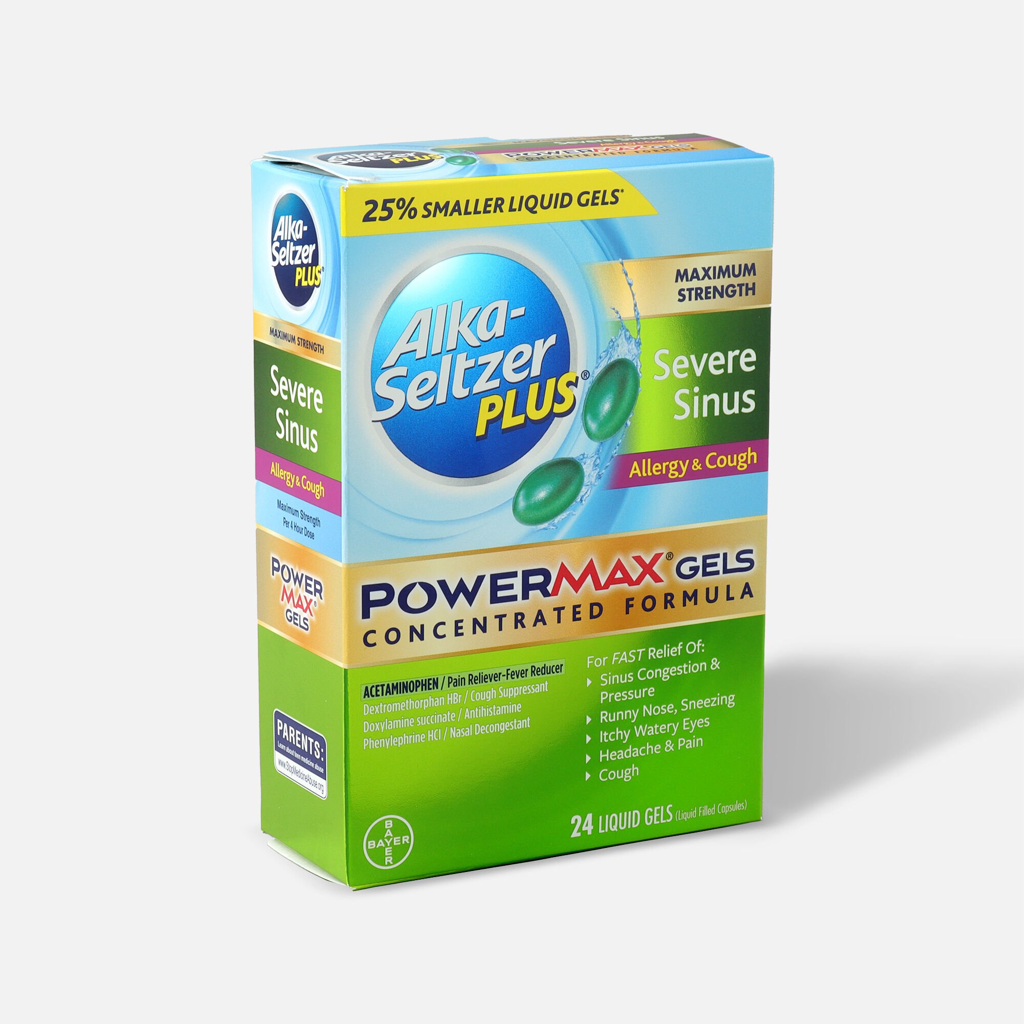 Alka-Seltzer Plus PowerMax Gels, Severe Sinus, Allergy & Cough, 24ct