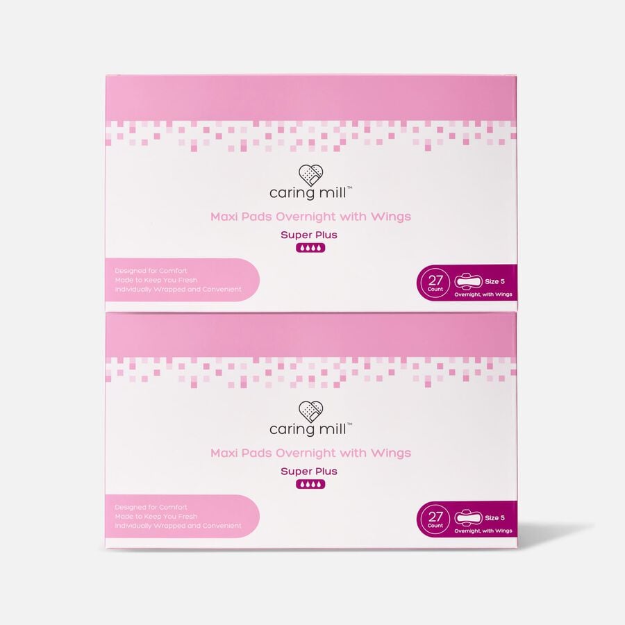 HSA Eligible Caring Mill™ Overnight Maxi Pads with Wings, Size 5, 27 ct