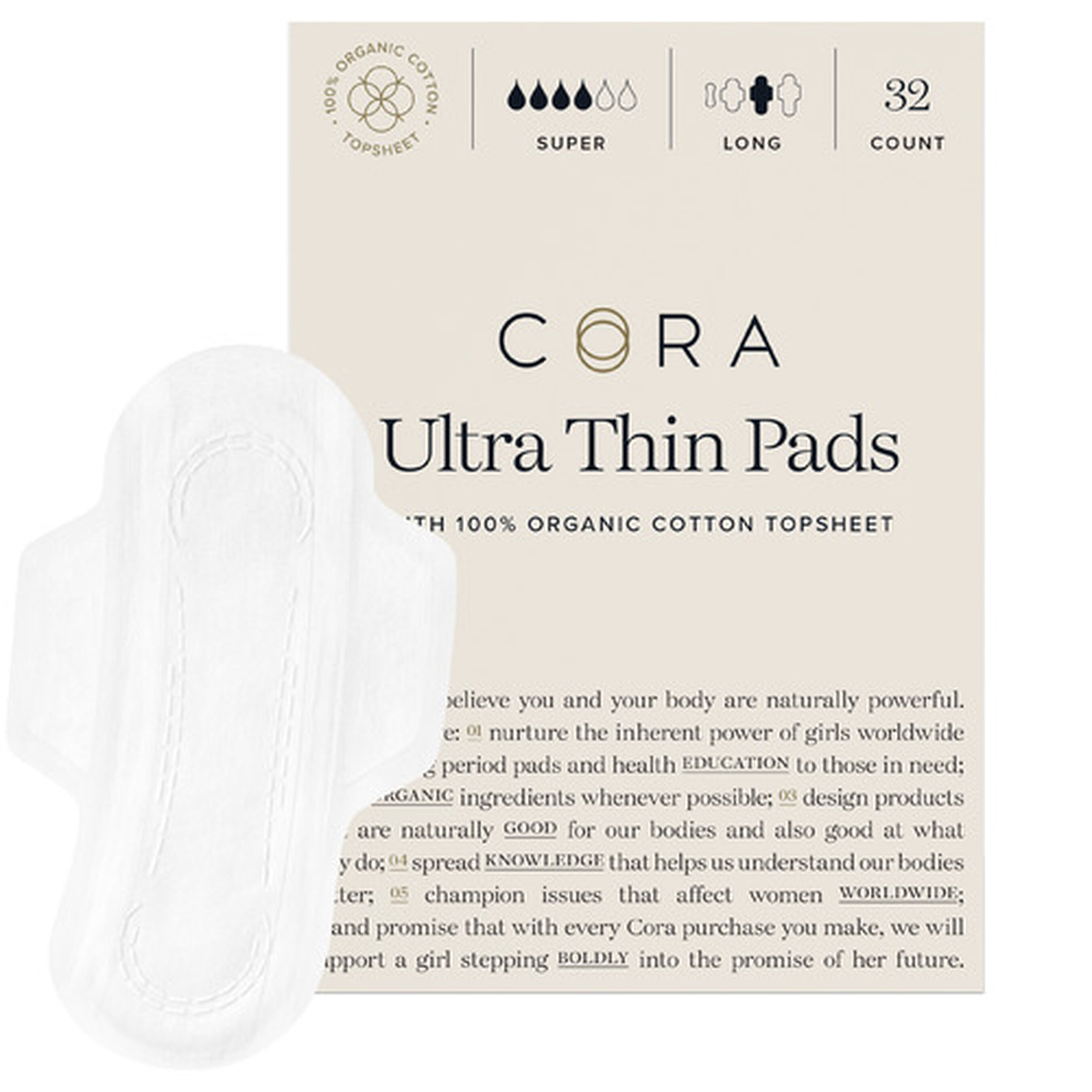 HSA Eligible Cora Organic Cotton Ultra Thin Period Pads HSA Eligible