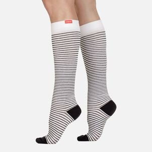 VIM & VIGR Cotton Compression Socks, Pinstripe, Cream and Black, 30-40 mmHg