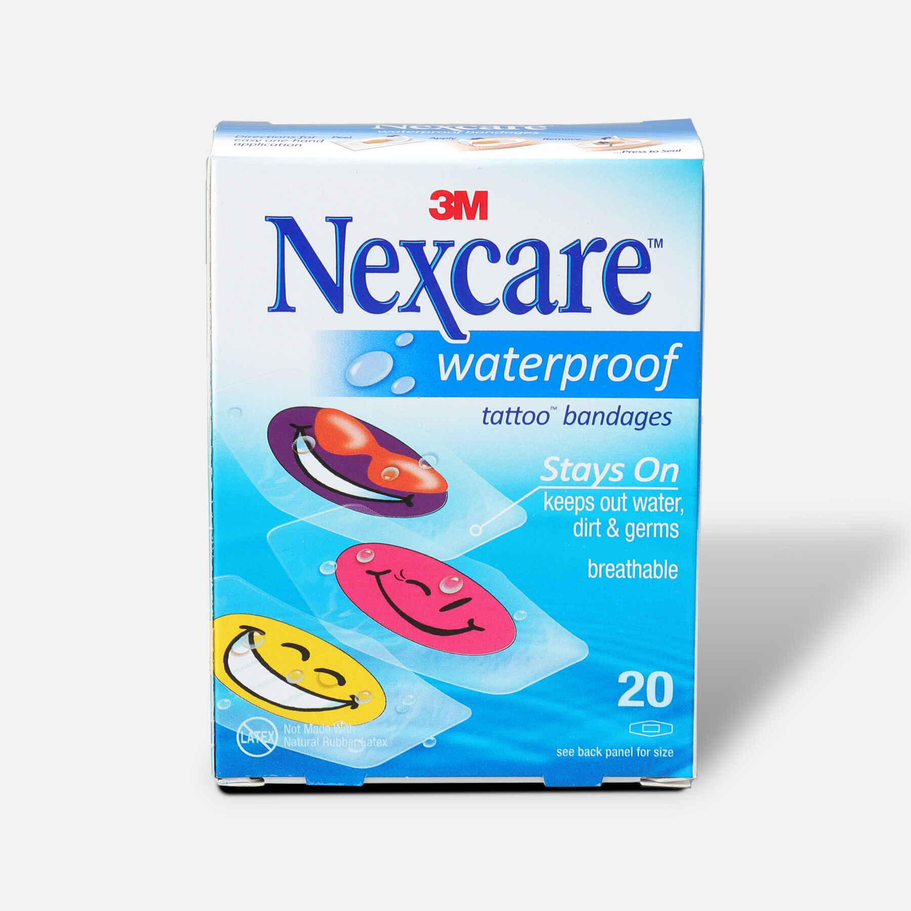 Nexcare Kids Bandages, Tattoo Waterproof, 20 ea