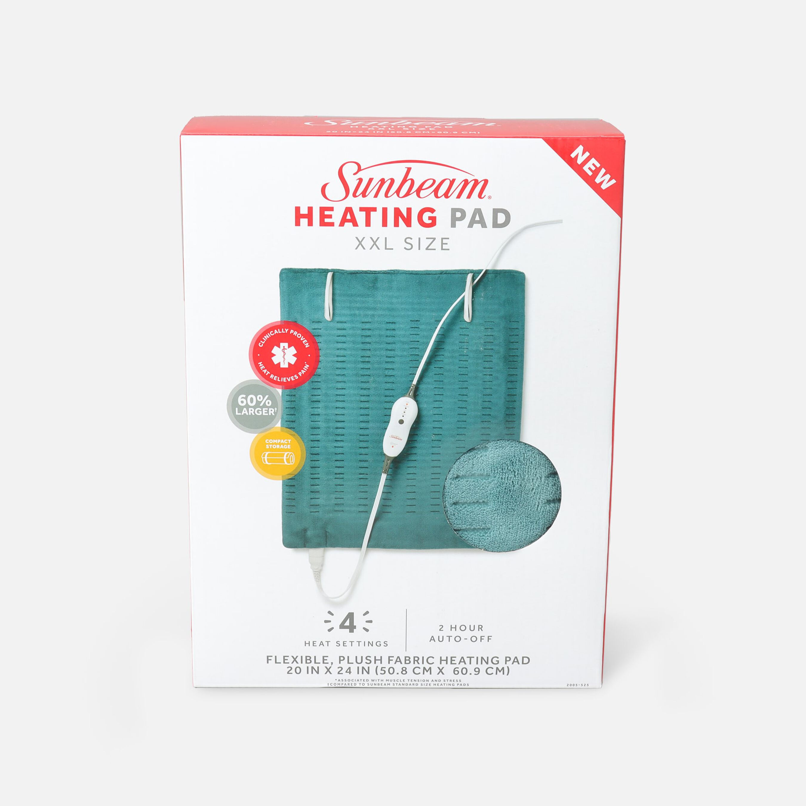 HSA Eligible Sunbeam Premium 2XLarge Plush Heating Pad, Dark Teal, 4