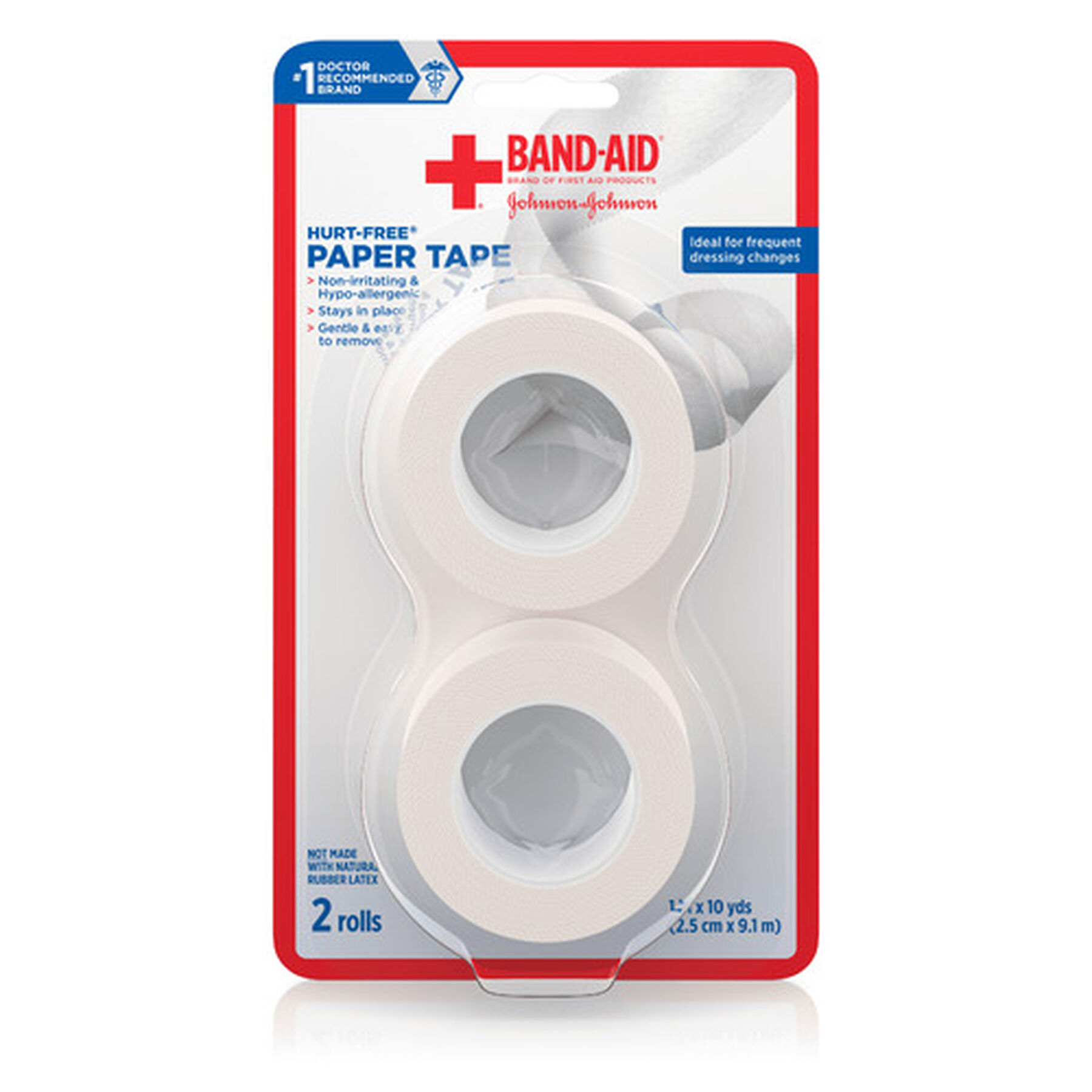 BandAid HurtFree Paper Tape, 1in x 10yds 2ct