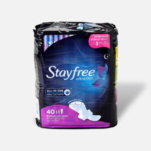 Stayfree Ultra Thin Pads With Wings Overnight Absorbency Unscented