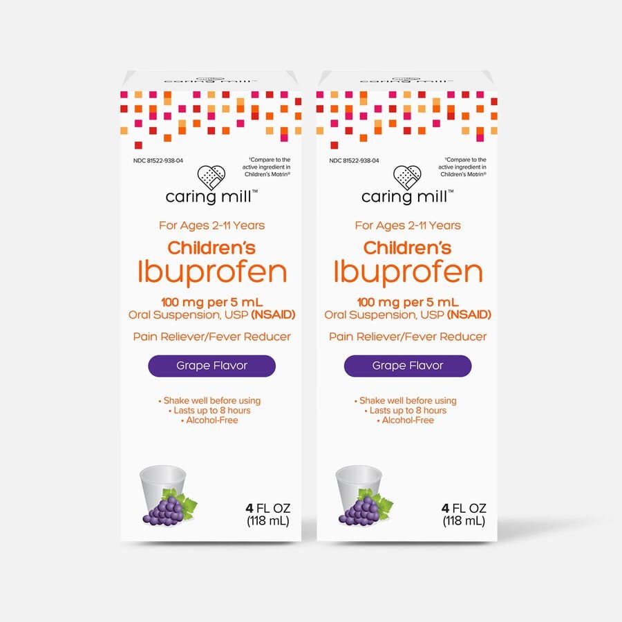 Caring Mill™ Children’s Ibuprofen Pain Reliever/Fever Reducer, Grape Liquid, 4 fl. oz. (2-Pack), , large image number 0