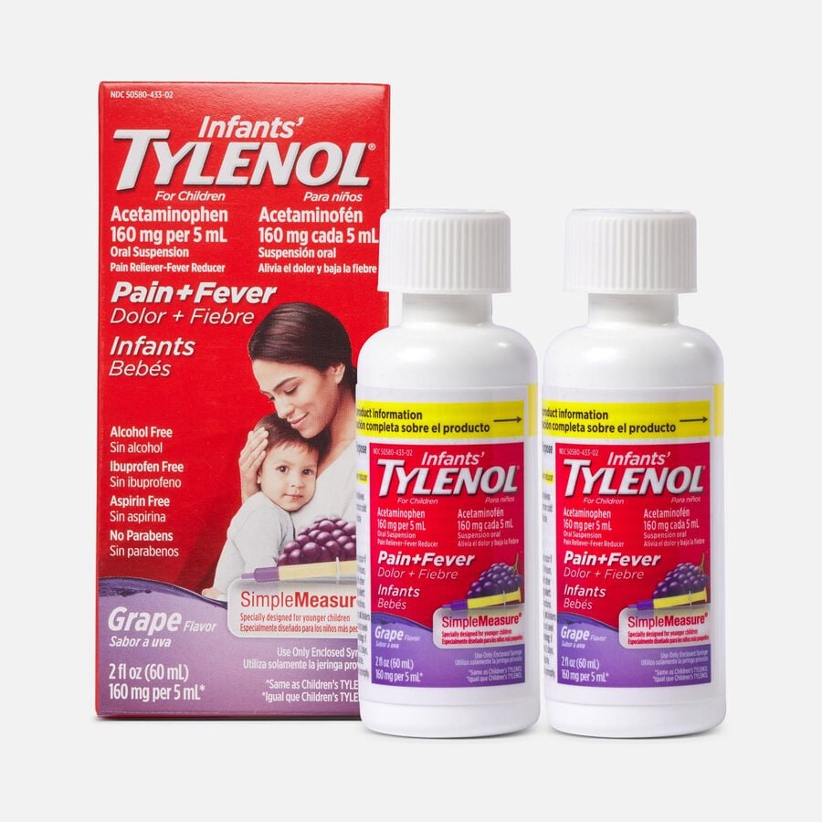 Tylenol Pain Reliever and Fever Reducer, Infant, Simple Measure, Grape, 2 fl oz. (2-Pack), , large image number 0