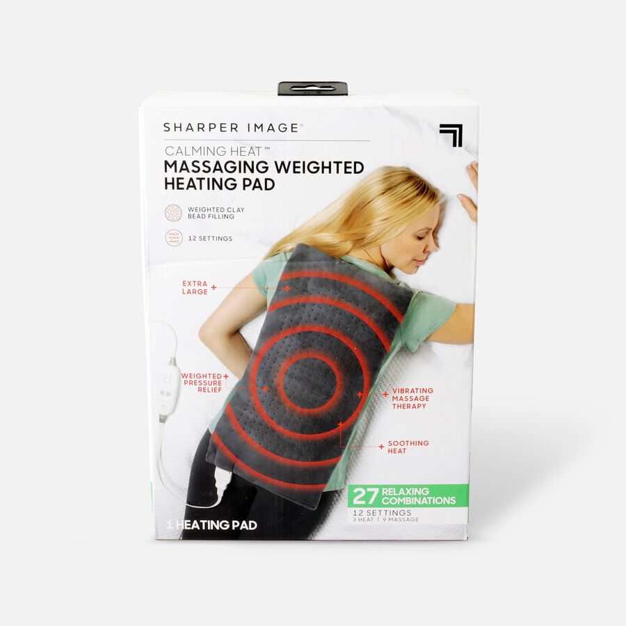 Sharper Image® Calming Heat Massaging Weighted Heating Pad, 12 Settings - 3 Heat, 9 Massage, 12” x 24”, 4 lbs, , large image number 0