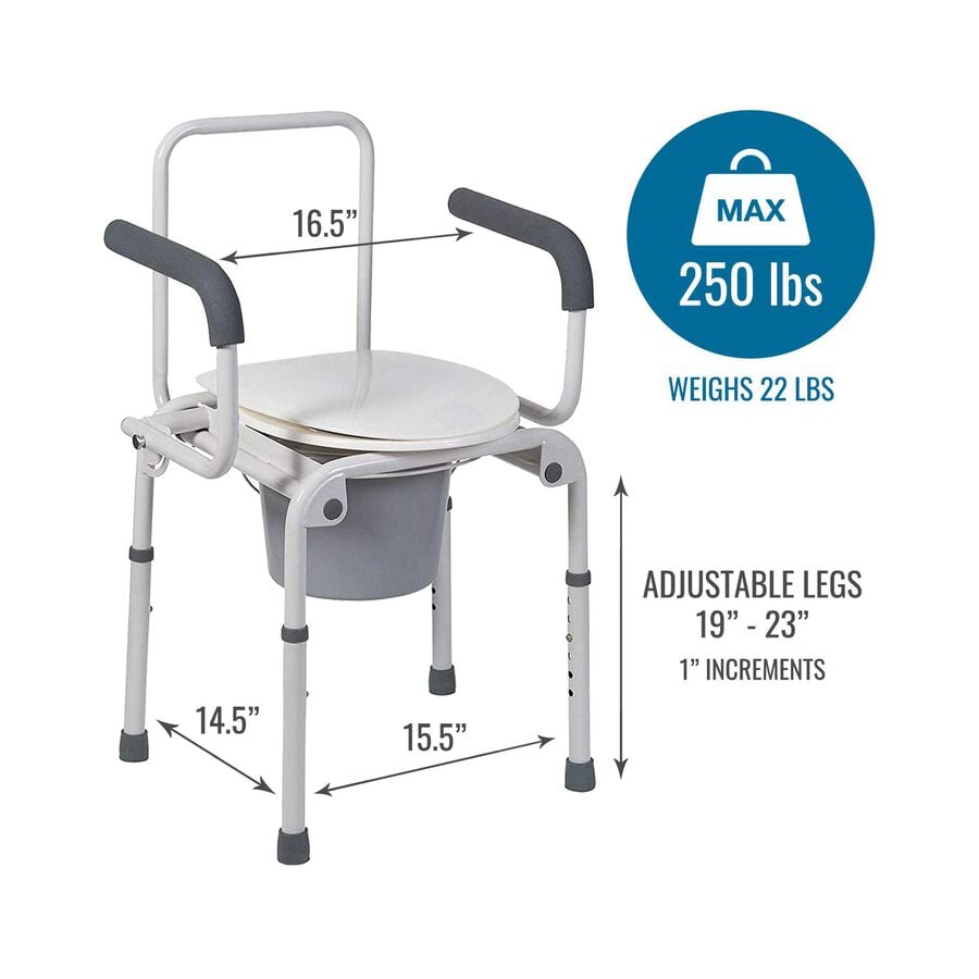 DMI® Steel Drop-Arm Bedside Commode, , large image number 1