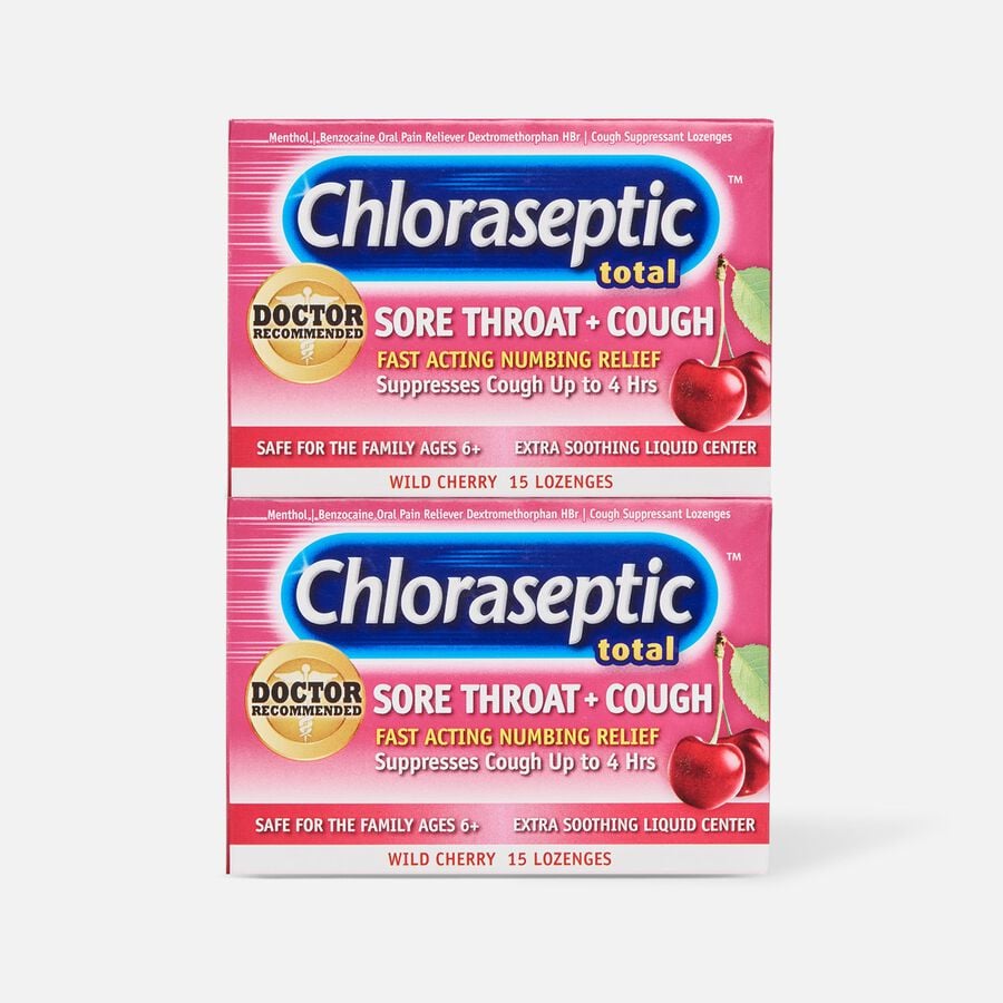 Chloraseptic Total, Wild Cherry, Sore Throat and Cough Lozenges, 15 ct. (2-Pack), , large image number 0