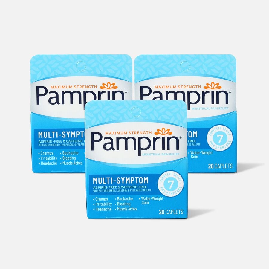 Pamprin Maximum Strength Multi-Symptom Menstrual Pain Relief - 20 ct. (3-Pack), , large image number 0