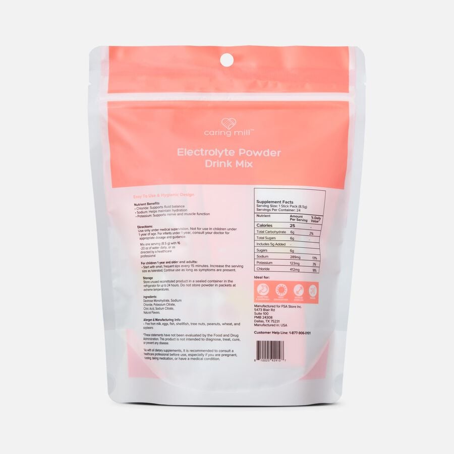 Caring Mill&trade; Electrolyte Powder, Berry Breeze and Raspberry Lemonade Flavor Variety, 24 ct., , large image number 1