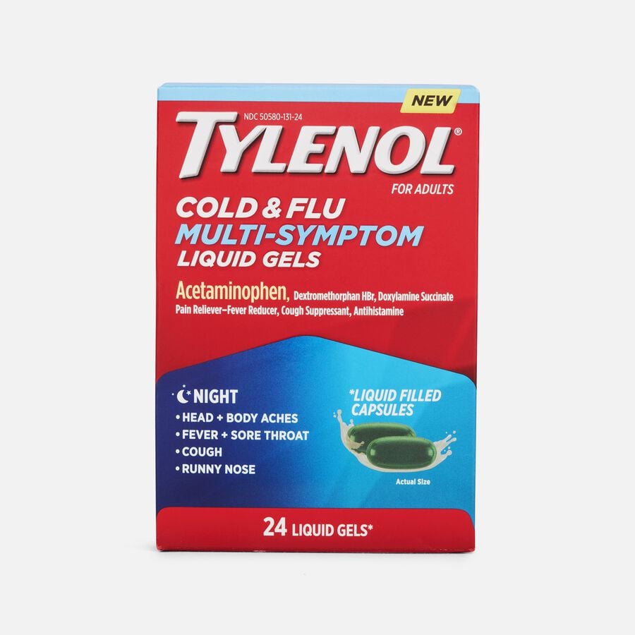 Tylenol Cold & Flu Multi-Symptom Night Liquid Gels, 24 ct., , large image number 0