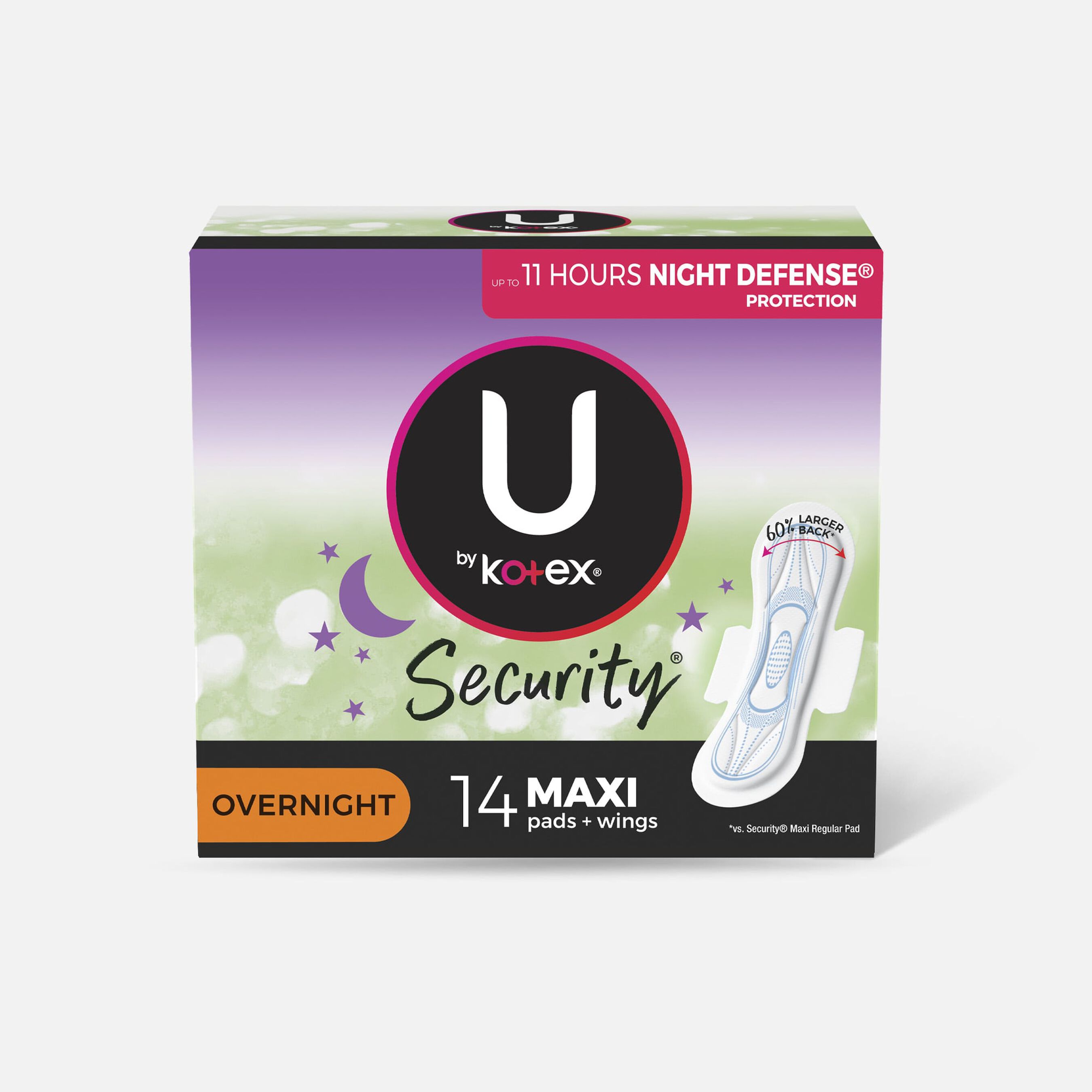 HSA Eligible U by Kotex Security Maxi Pad with Wings, Overnight
