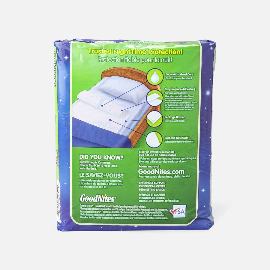 GoodNites Disposable Bed Pads for Nighttime Bedwetting, Non-Slip Waterproof Mattress Pad, 30" x 36", 9 ct., , large image number 1