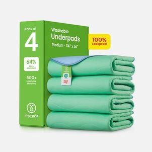Improvia Washable Underpads, Heavy Absorbency, Reusable Incontinence Pads for Bed, Sofa, Floor