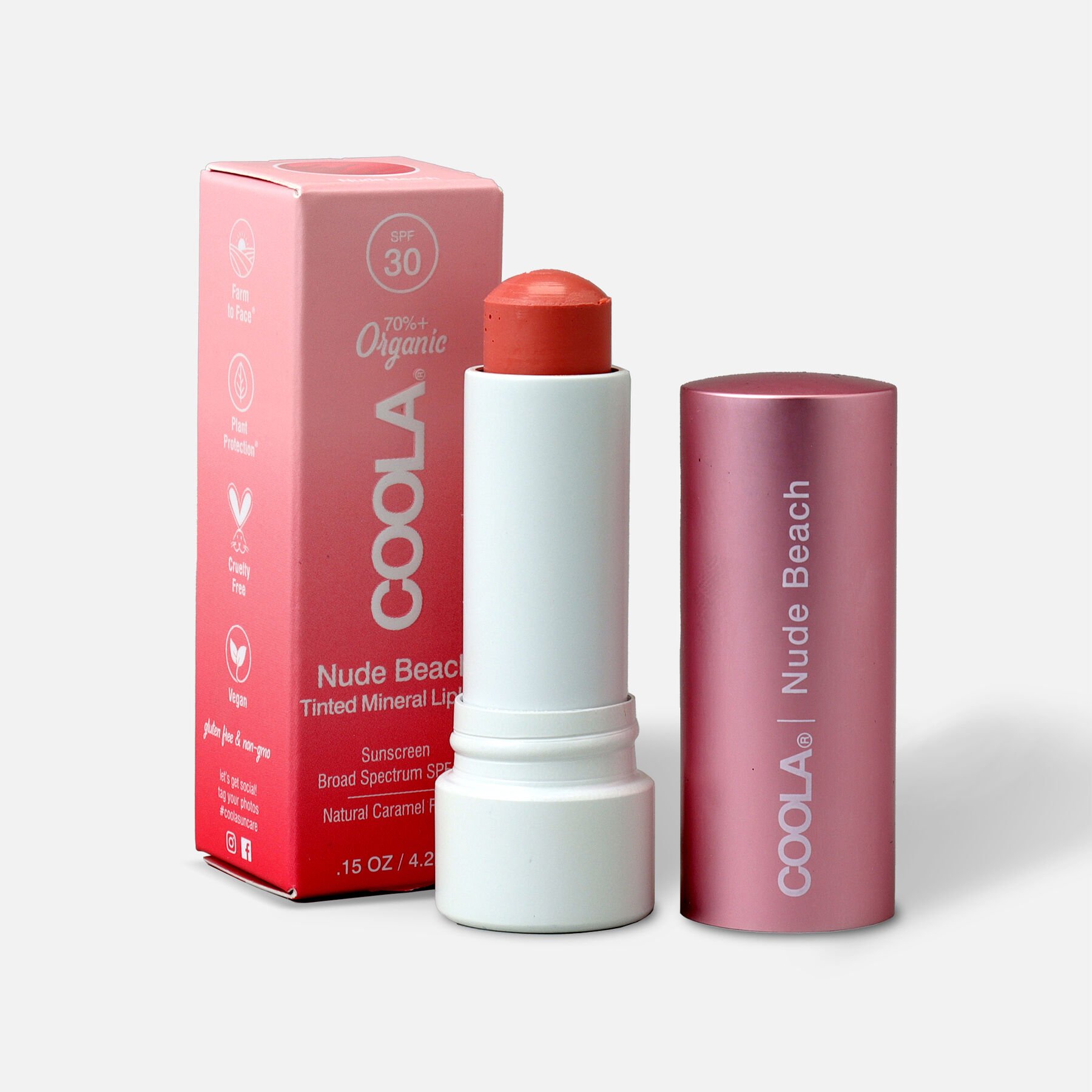 HSA Eligible COOLA Mineral Liplux SPF 30 Nude Beach Lip Balm, .15 oz