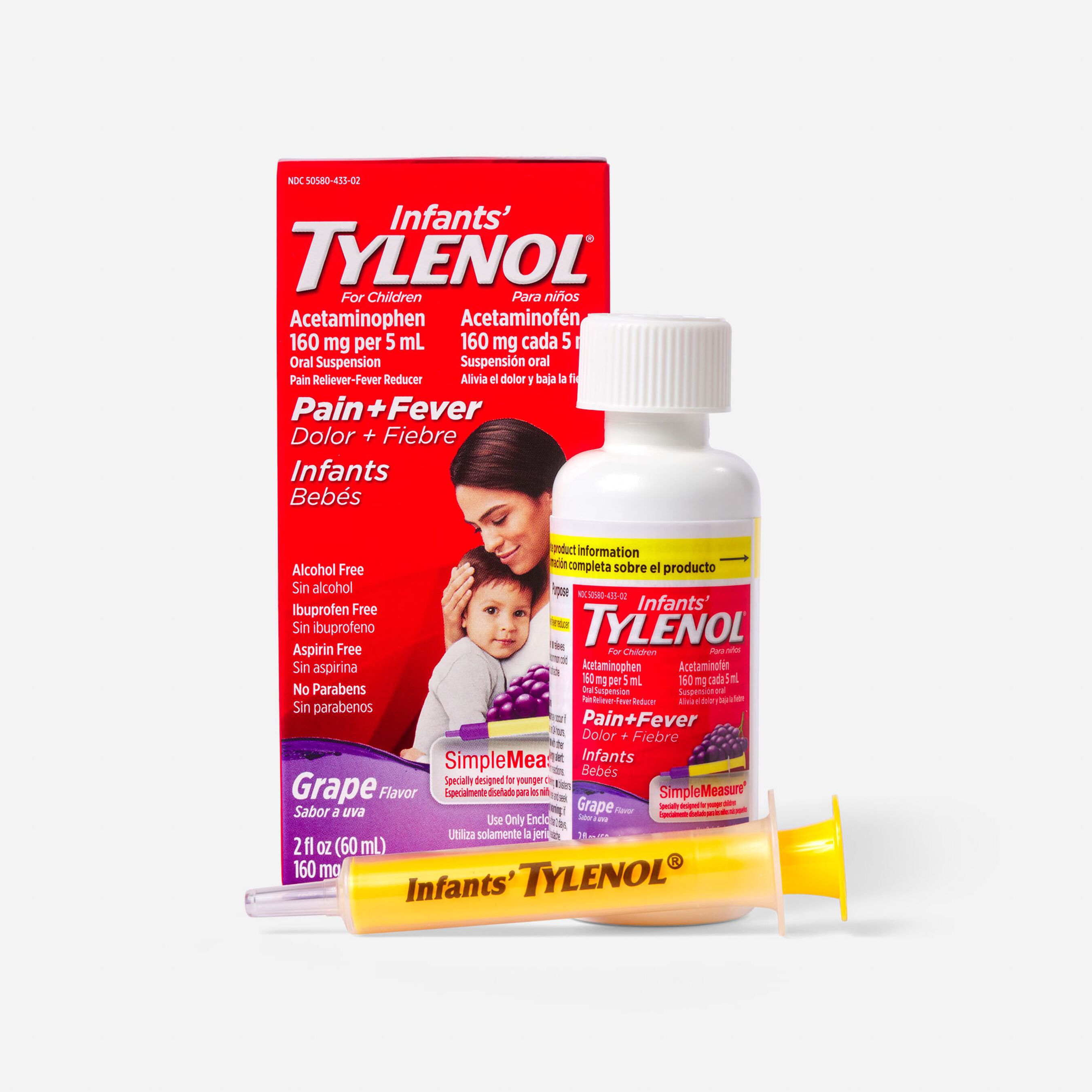 Tylenol Pain Reliever and Fever Reducer, Infant, Simple Measure, Grape