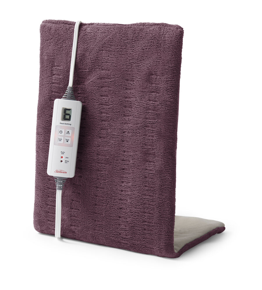 Sunbeam XpressHeat, Premium King Size Heating Pad, Burgundy, Microplush, 6 Heat Settings