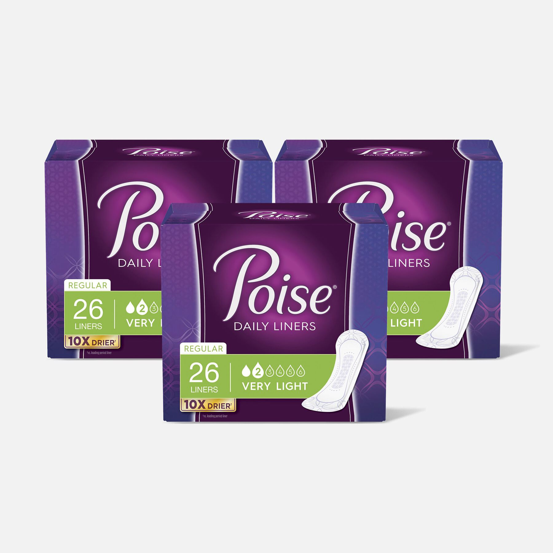 HSA Eligible Poise Pantyliners Very Light Absorbency, Regular, 26 ct