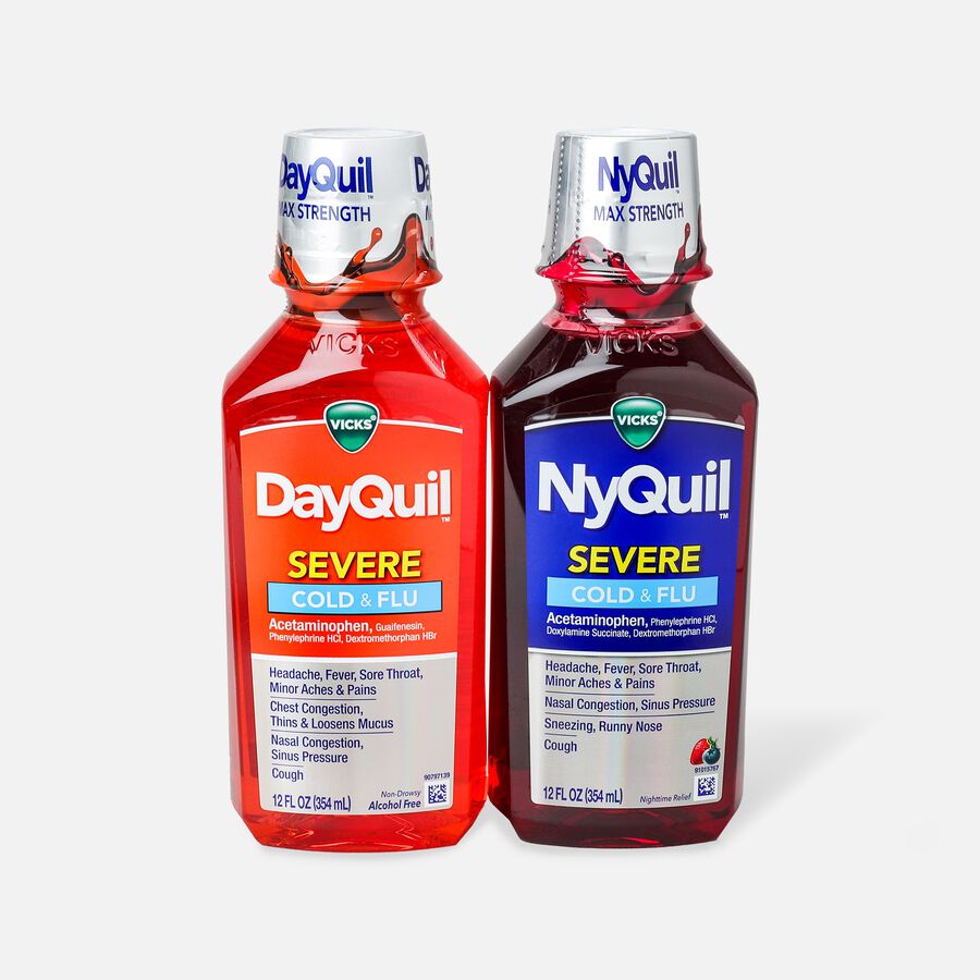 Vicks DayQuil/NyQuil Severe Cold and Flu, Combo Pack, 12 oz., , large image number 0
